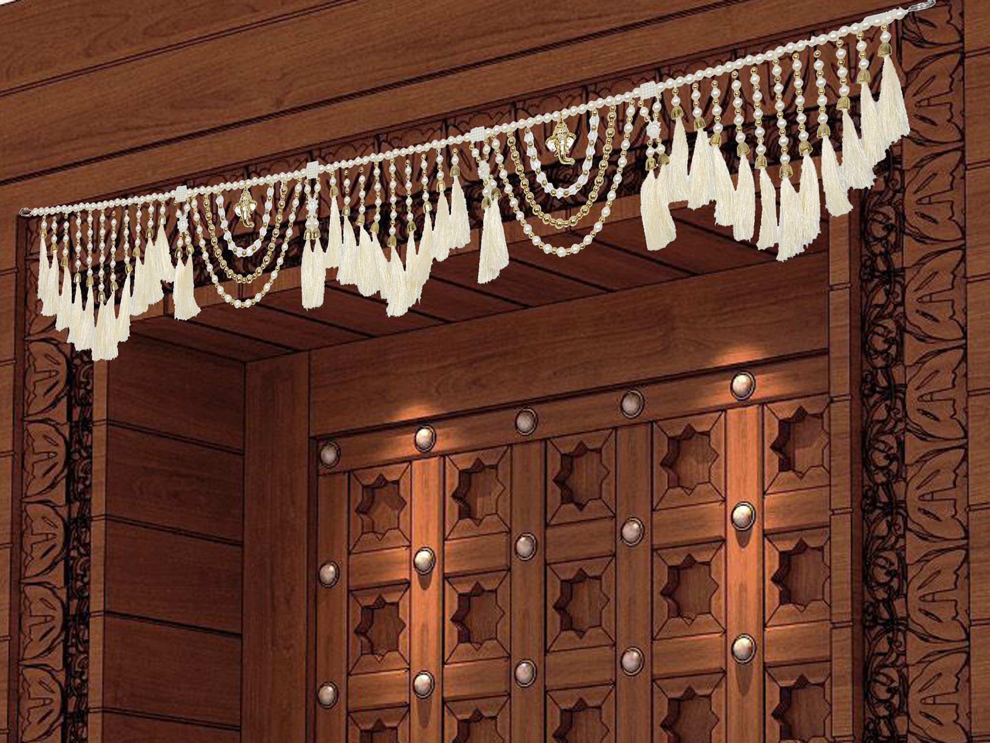 CraftVatika Toran for Door Entrance,Main Door, Mandir Bandhanwar for Home, Diwali Decoration Item Door Hanging Toranam for Pooja Room (Style2) – view 5