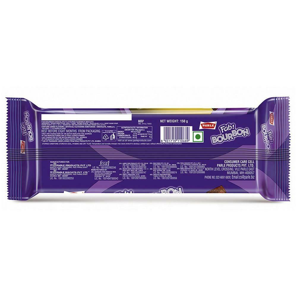 Parle Fab Bourbon Chocolate Cream Biscuits 150 G – view 2