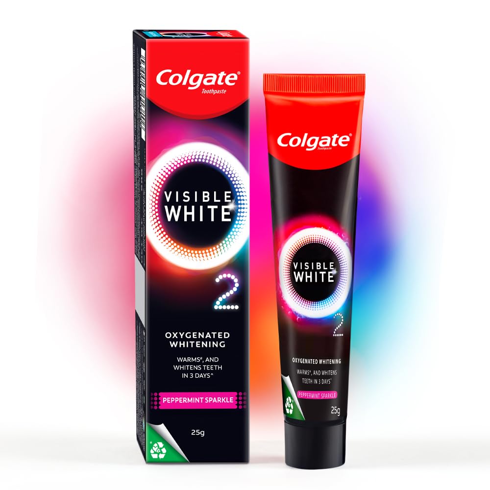 Colgate Visible White O2 teeth whitening toothpaste 25g pack front