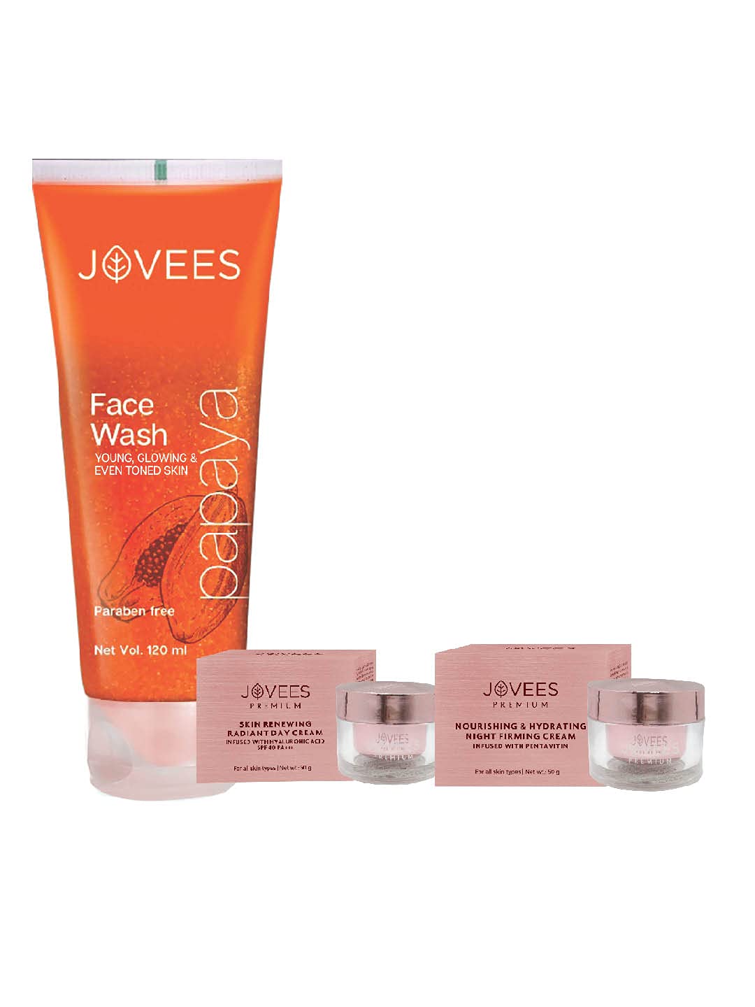 Jovees skin care combo with papaya wash and two creams
