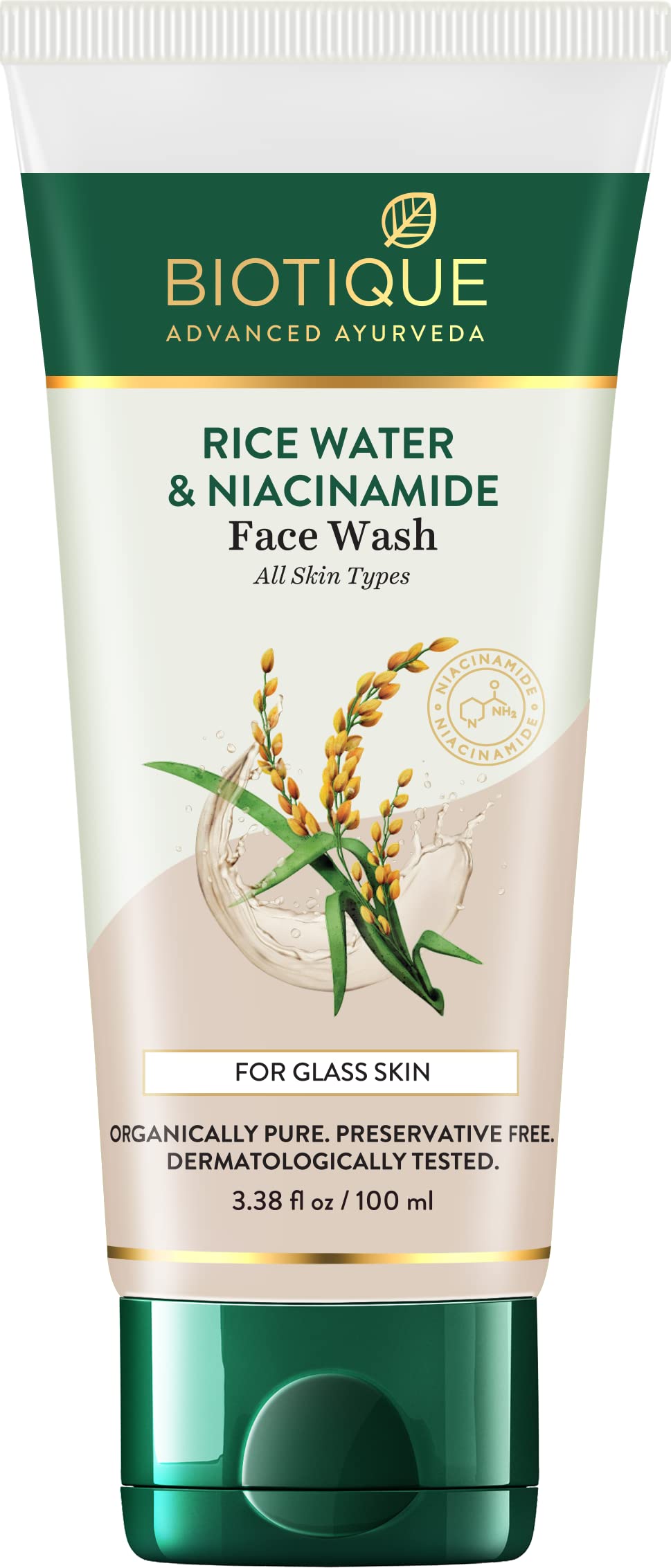 Biotique rice water and niacinamide gel face wash tube 100 ml