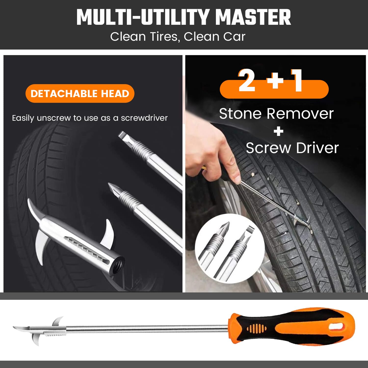 Pivalo PV-5020 Car Tire Cleaning Tool Stone Removal Hook Ideal for Car Bike & Motorbike Tyres with Rubber Handle (1 Pc) – view 5