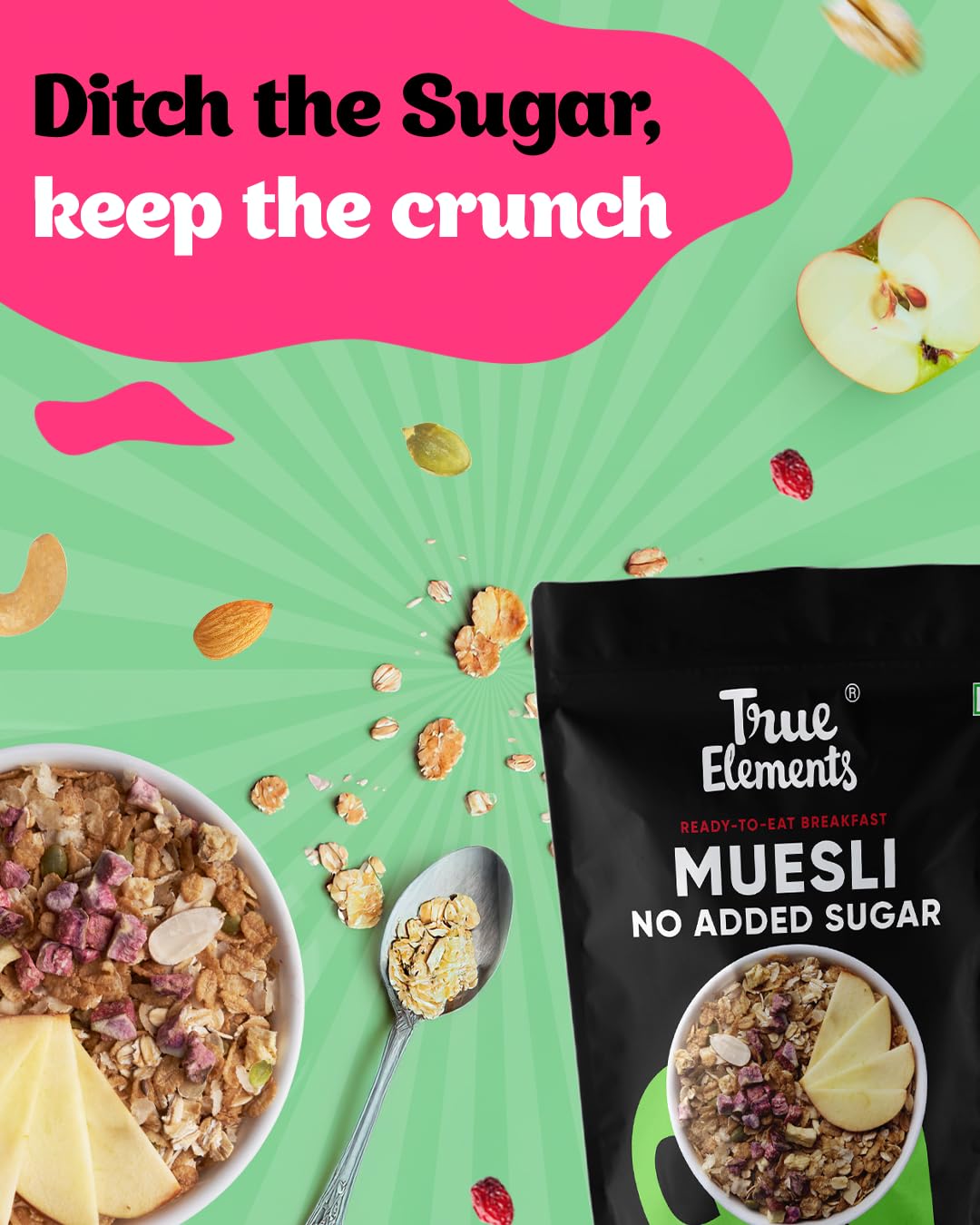 True Elements Muesli No Added Sugar 400gm – view 2