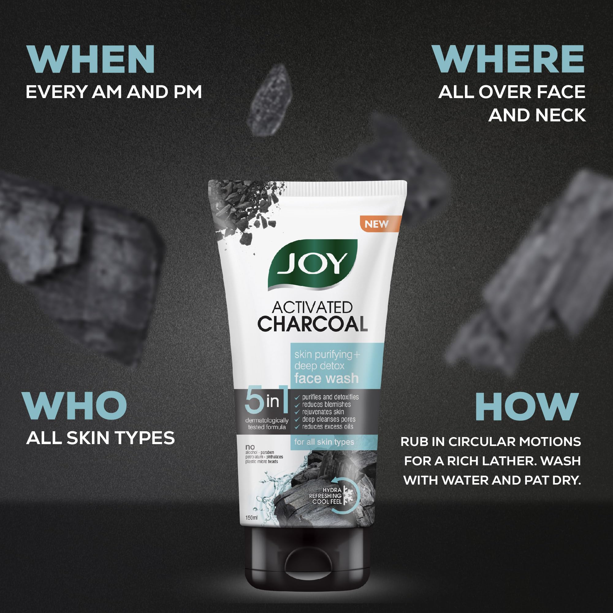Joy Activated Charcoal Face Wash for Oily Skin 150ml x 2 – view 6