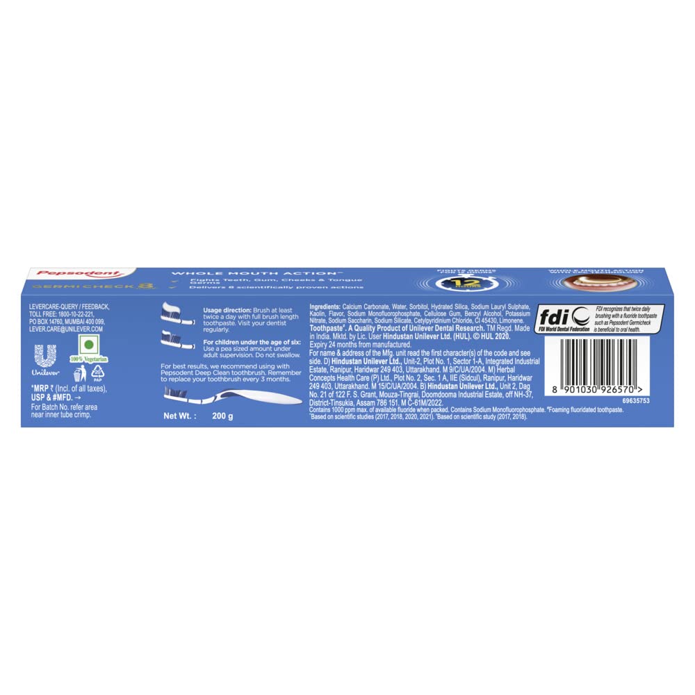 Pepsodent Germicheck 200g 8 Actions, Whole Mouth Toothpaste Fights Teeth, Gum & Tongue Germs, Prevents Cavity, Helps Teeth Whitening & Oral Hygiene – view 3