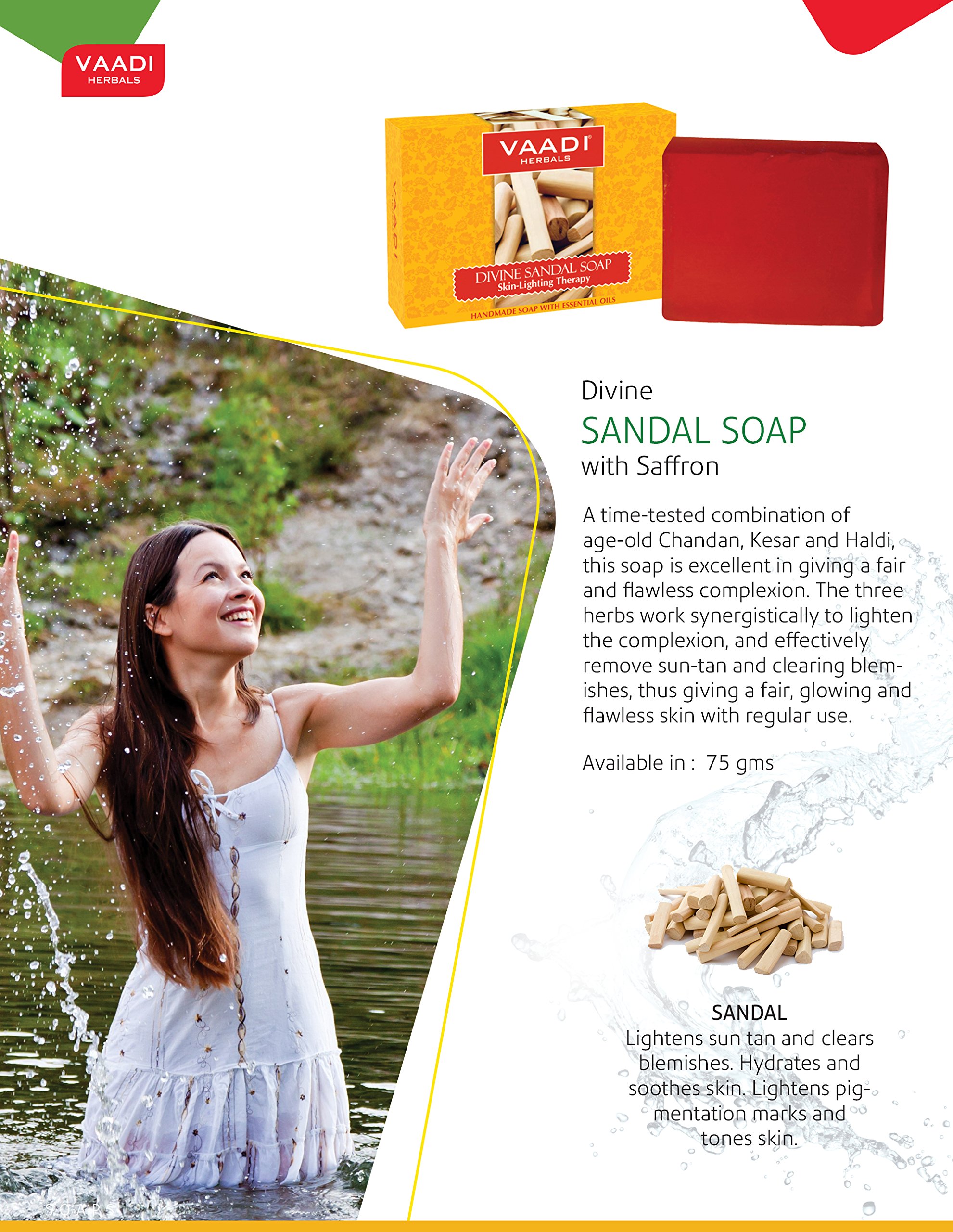 Vaadi Herbals Divine Sandal Soap with Saffron and Turmeric, 75g x 6 – view 4