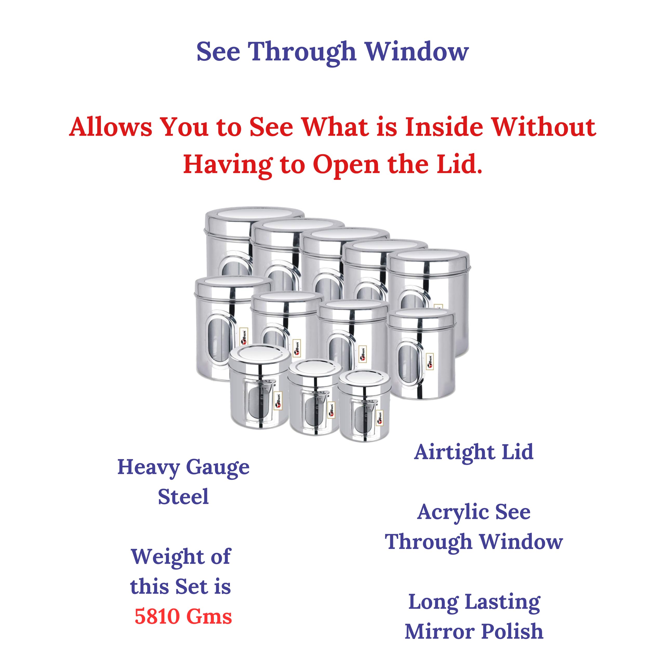 Ebun Heavy Gauge See Through Stainless Steel Containers for Kitchen – view 7