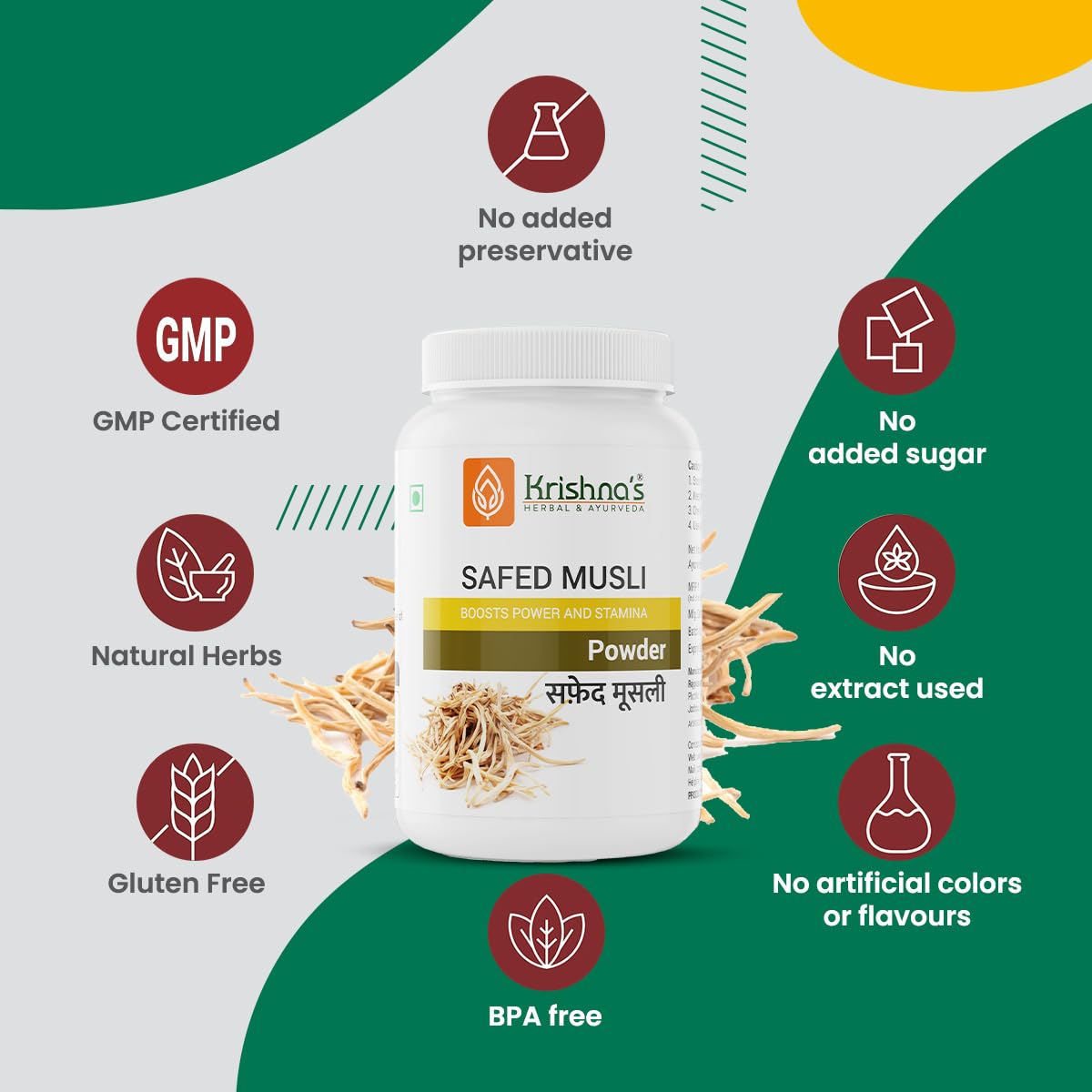 Krishna's Safed Musli (Chlorophytum borivilianum) Powder 100 g – view 3