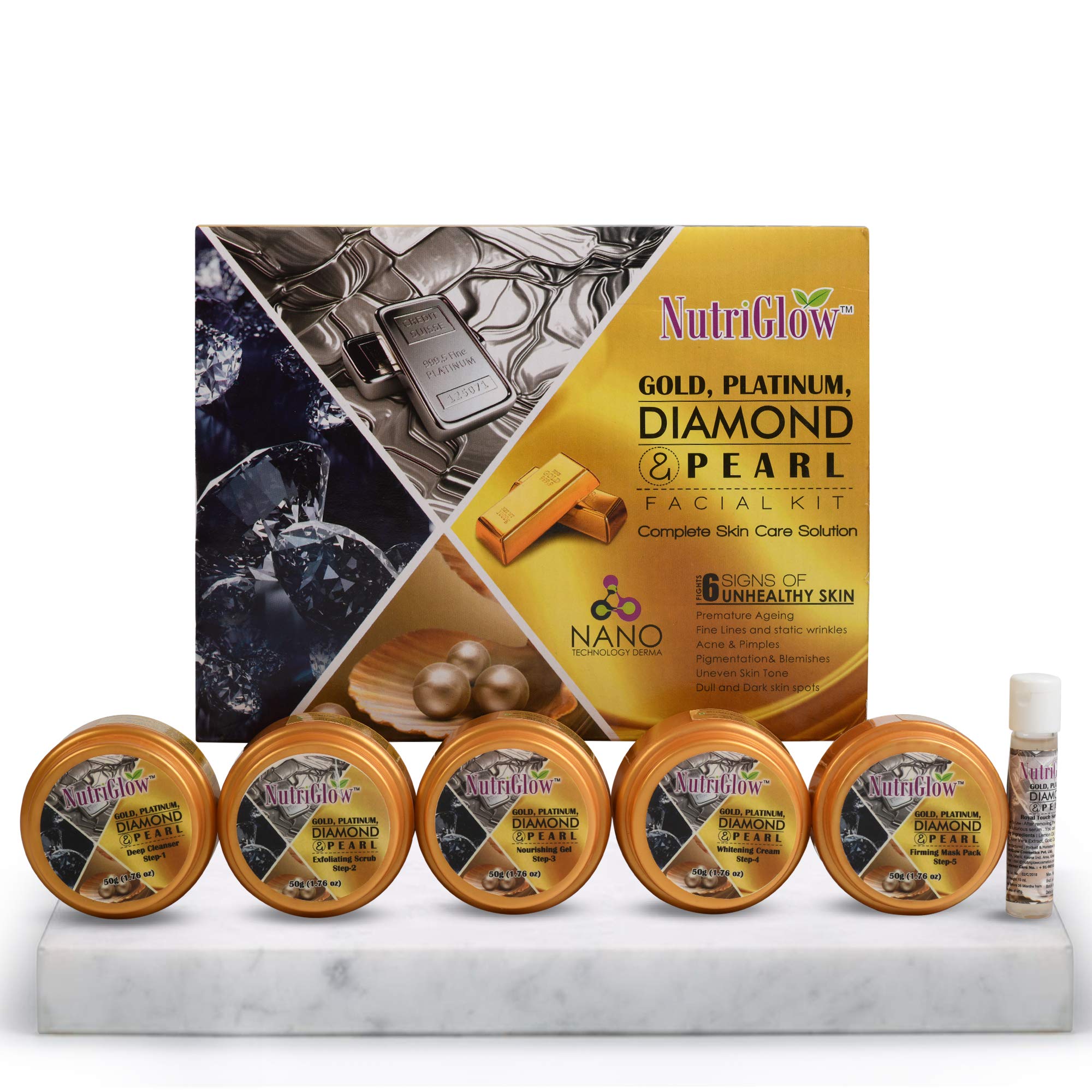 NutriGlow gold, diamond, platinum and pearl facial kit set