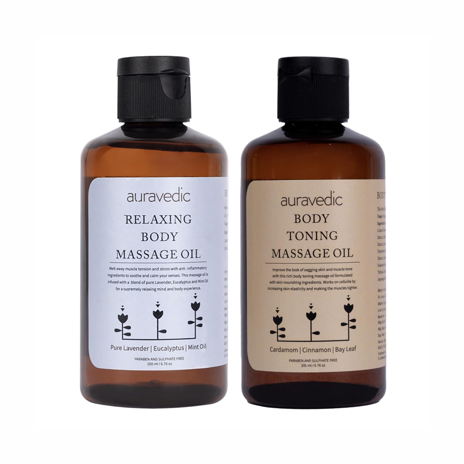 Auravedic lavender eucalyptus mint body massage oil twin pack