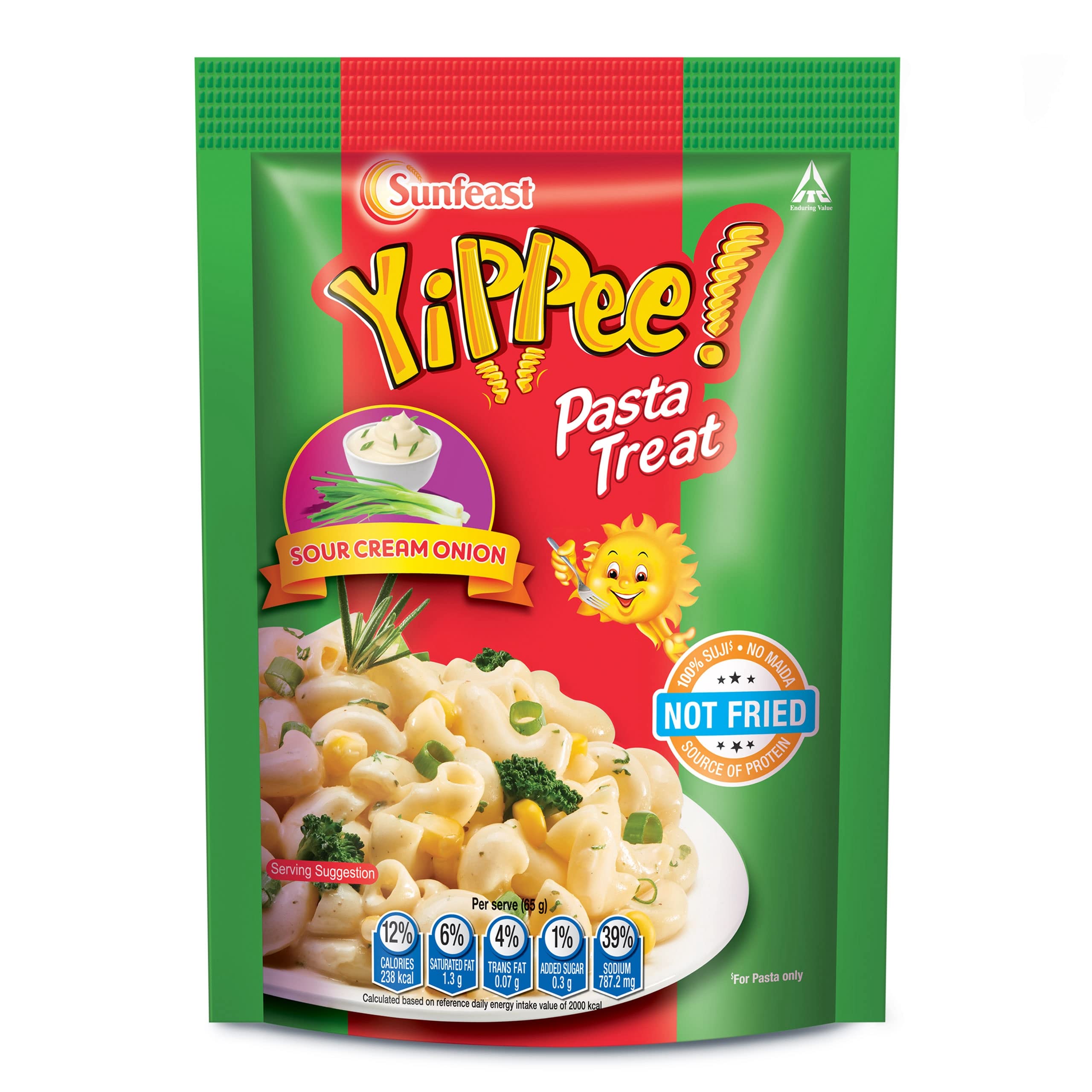 Sunfeast Yippee Pasta Treat sour cream onion pasta pouch pack