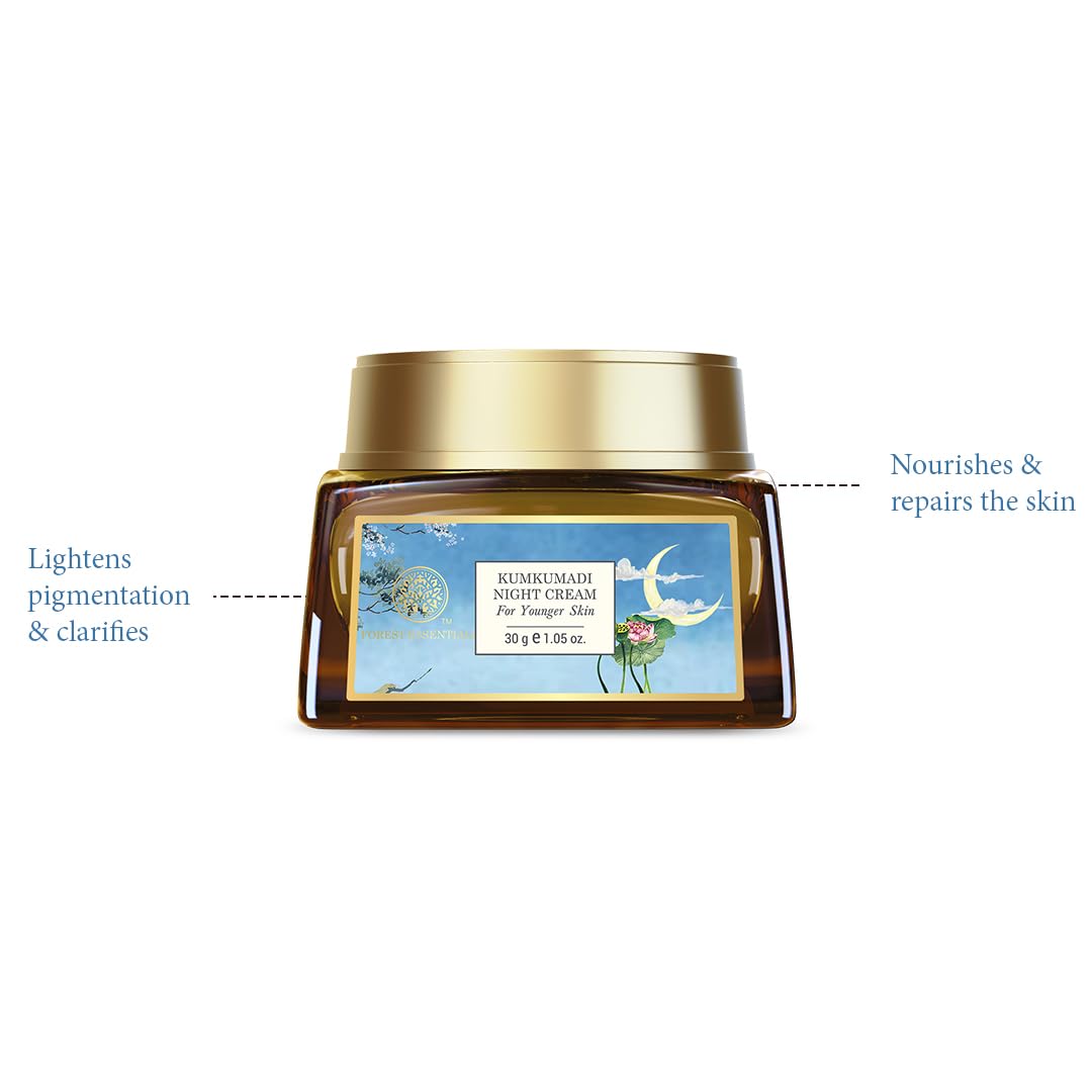 Forest Essentials Kumkumadi Night Cream, Nourishing Ayurvedic Cream, Lighten Pigmentation, Dark Spots & Blemishes Night Cream For Glowing Skin For Normal, Dry, Oily & Combination Skin For Unisex, 30g – view 2