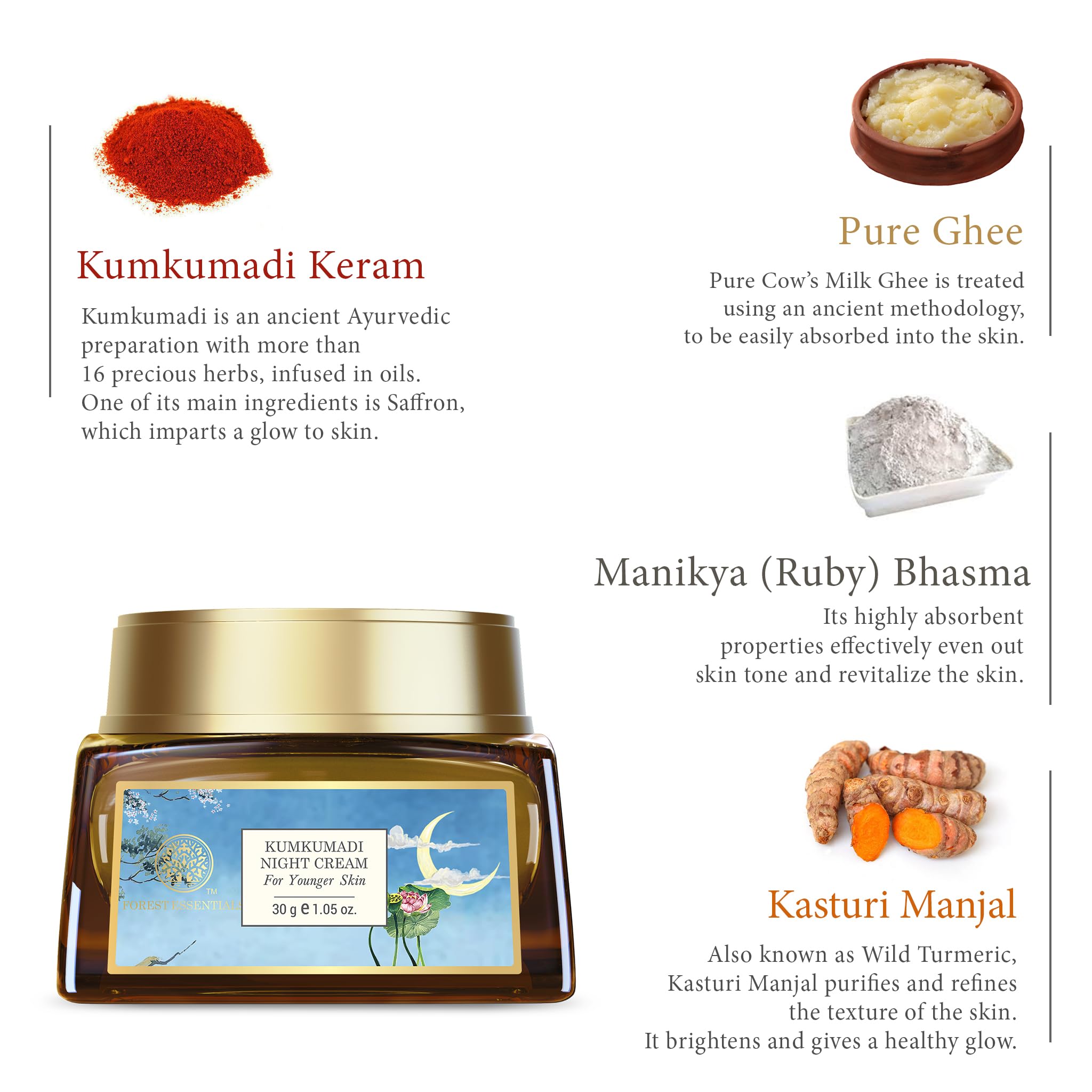 Forest Essentials Kumkumadi Night Cream, Nourishing Ayurvedic Cream, Lighten Pigmentation, Dark Spots & Blemishes Night Cream For Glowing Skin For Normal, Dry, Oily & Combination Skin For Unisex, 30g – view 4