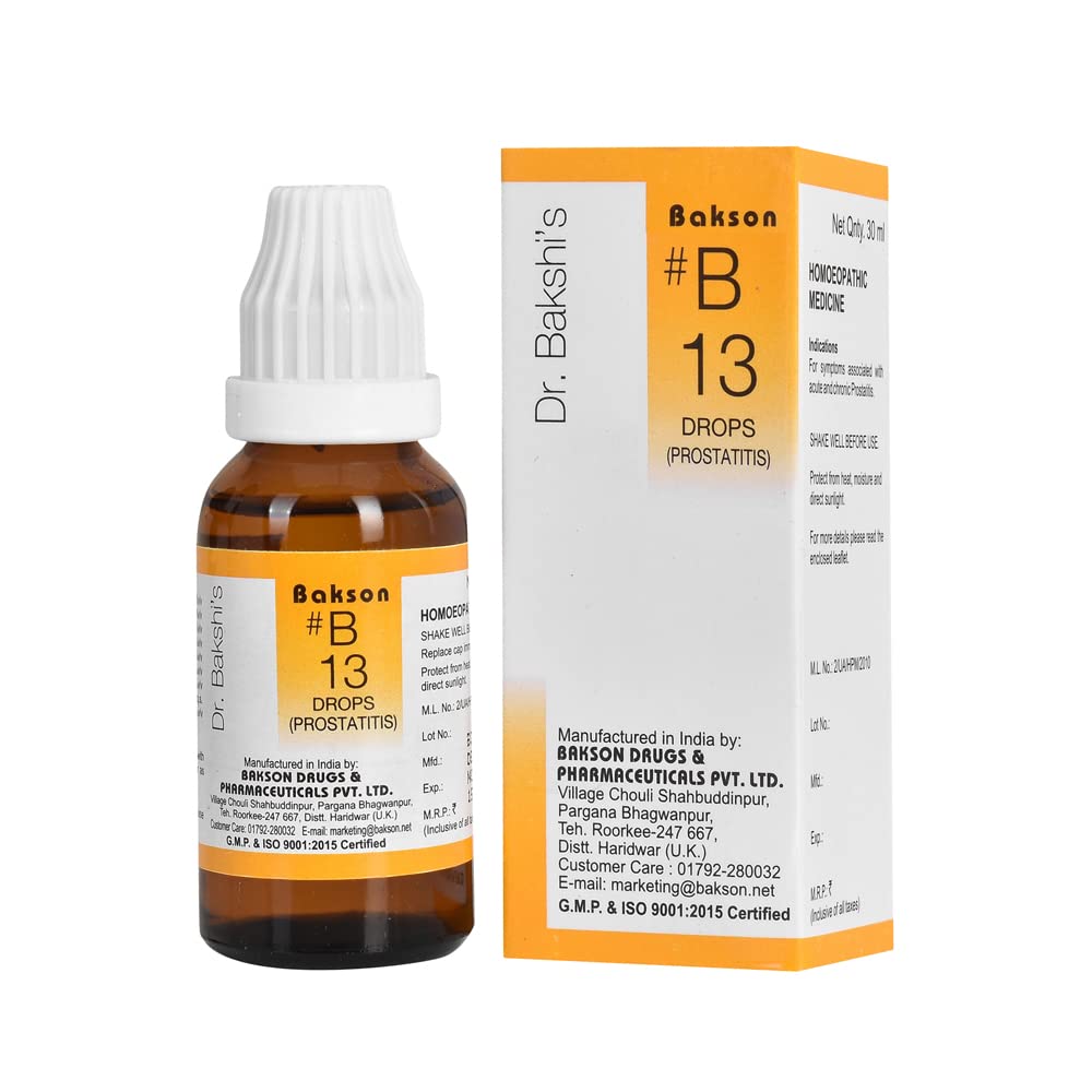 Front view of Bakson's B13 Prostatitis Drops bottle pack