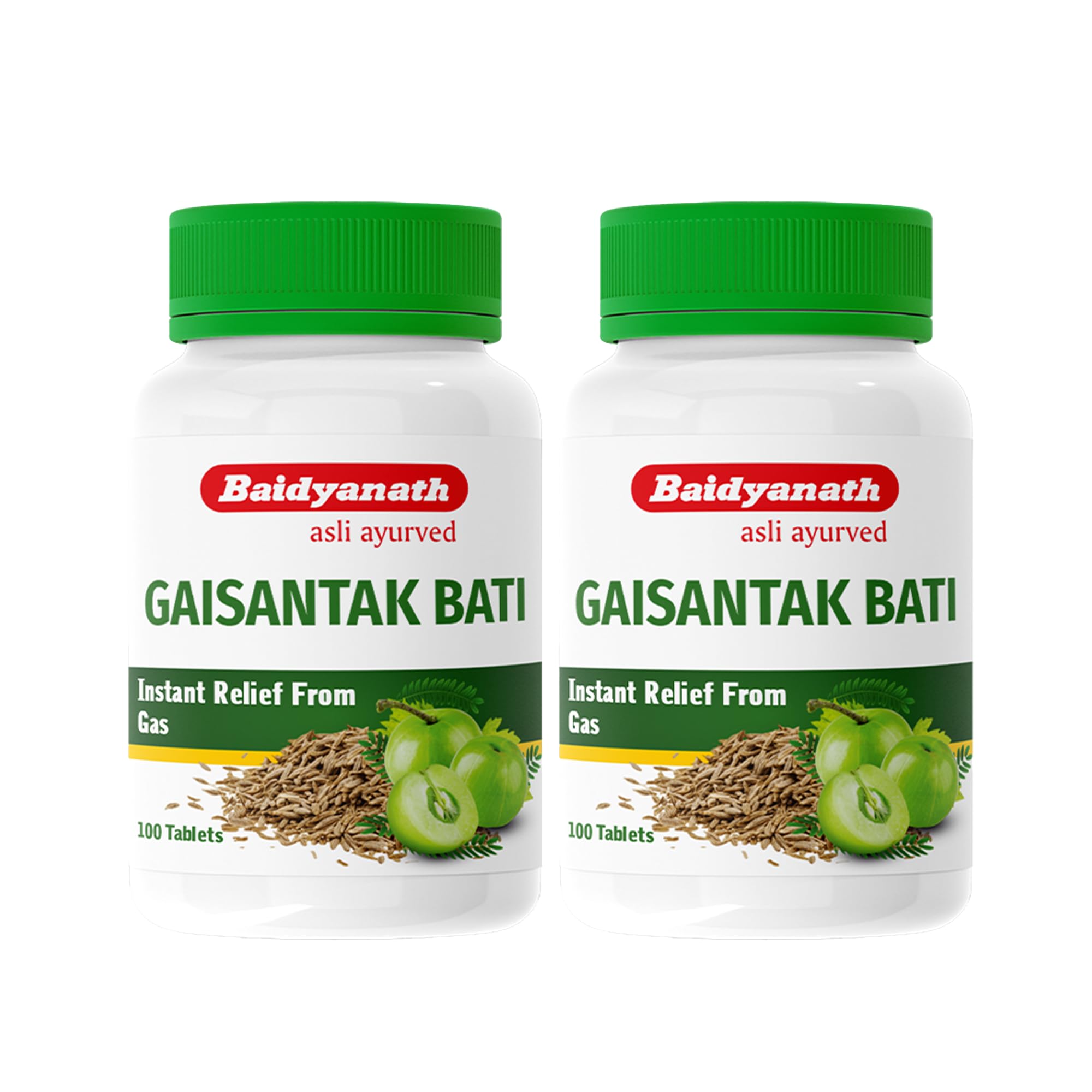 Two bottles of Baidyanath Gaisantak Bati digestive tablets