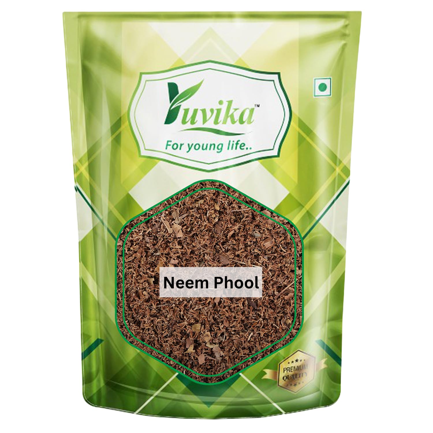 Front pack of Yuvika dried neem flowers neem ka phool
