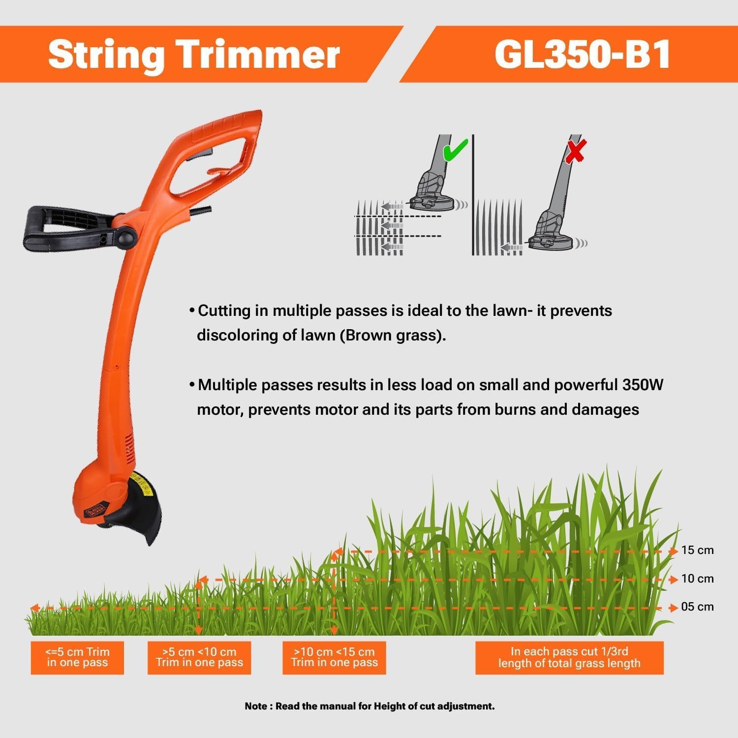 BLACK+DECKER GL350L 350W Corded String Trimmer, 12000 RPM, 23 cm (9 – view 4