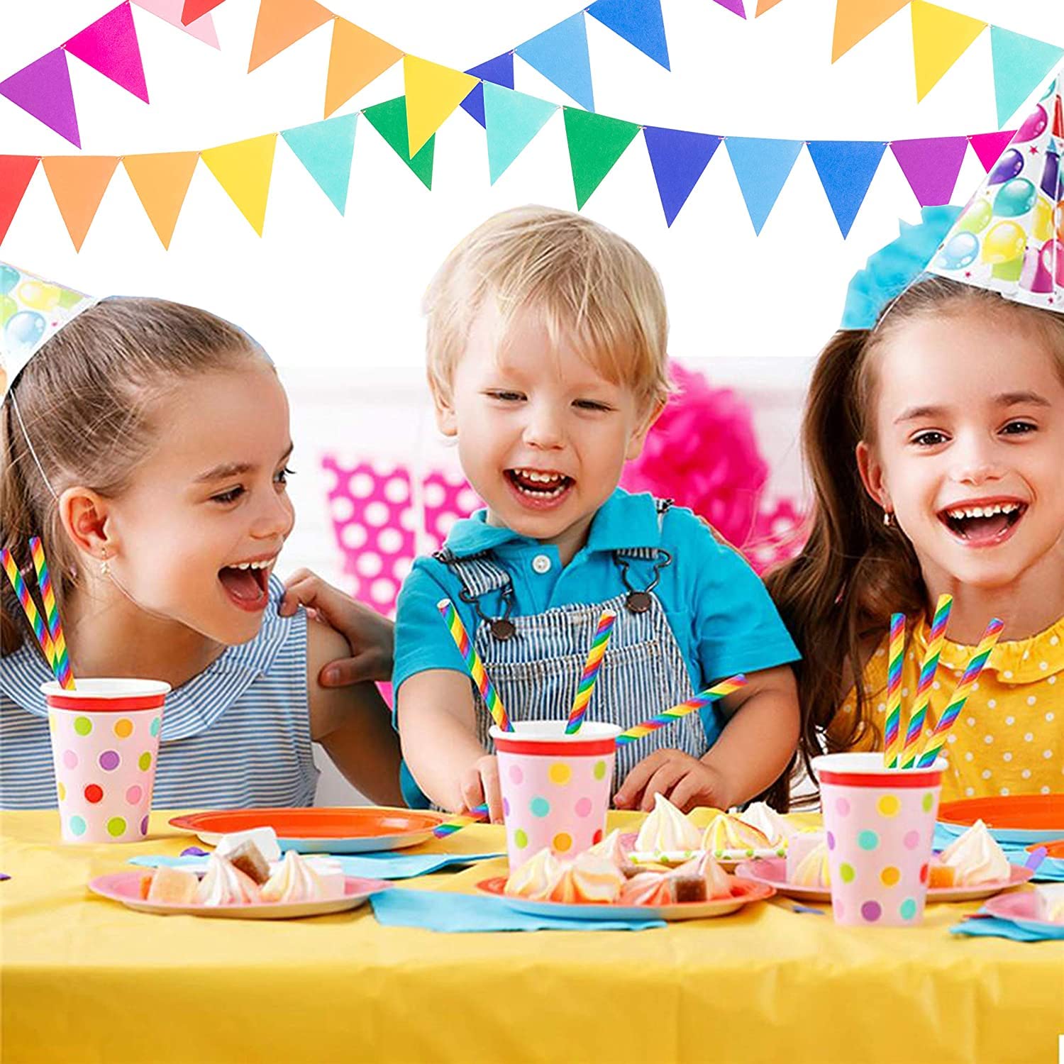 Party Propz Colourful Bunting Flags For Decoration - Set of 1 Pc (2.1 meters) Rainbow Buntings For Decoration – view 4