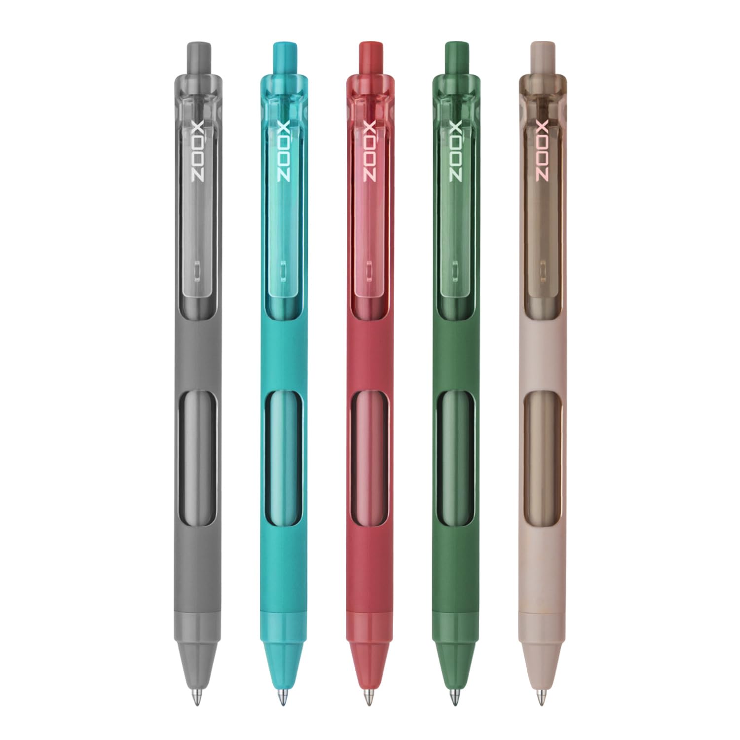 Five FLAIR Zoox F7 blue ink retractable gel pens