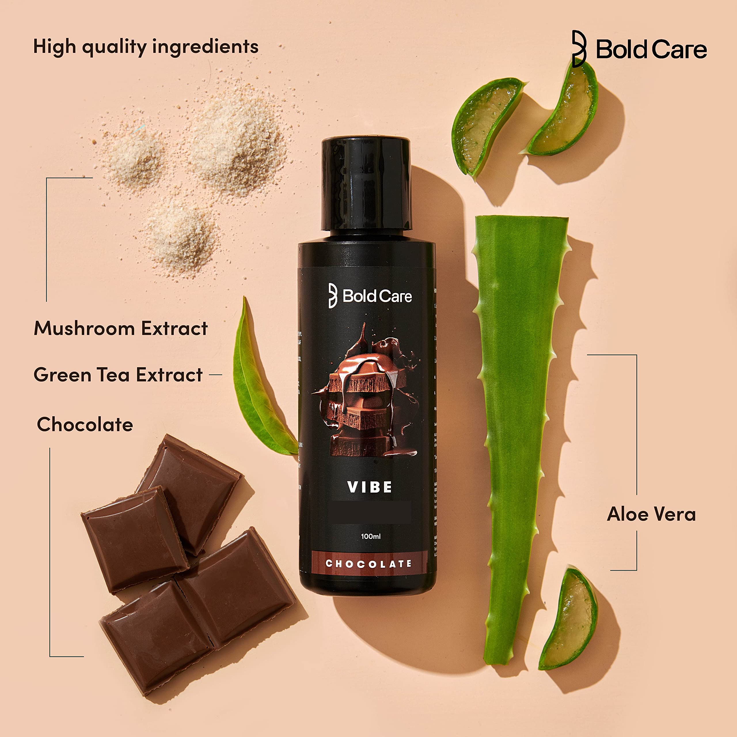 Bold Care Vibe Duo pack - Premium Chocolate Flavour + Strawberry Flavour - Natural Personal Lubricant for Men and Women - Premium Strawberry Flavour - Water Based Lube - 200 ml – view 2