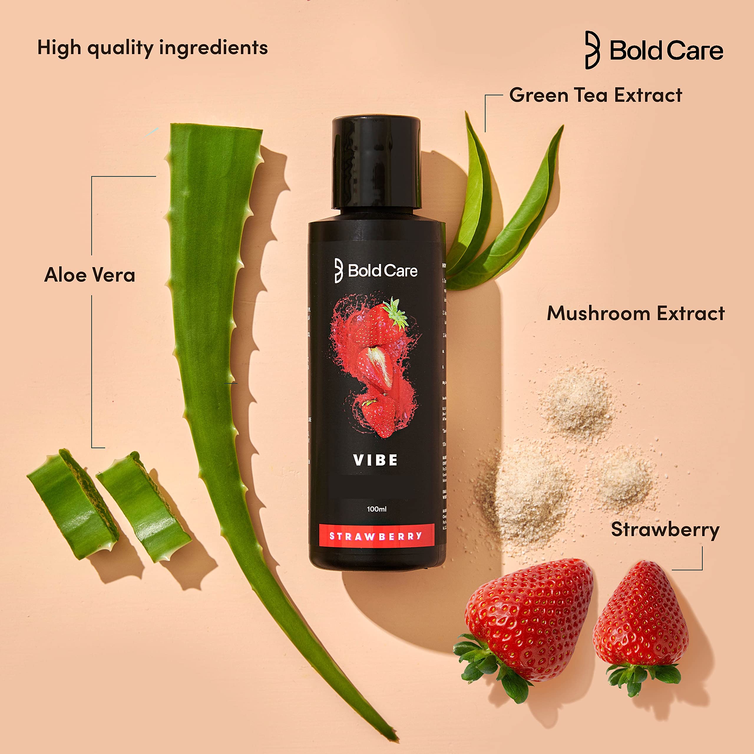 Bold Care Vibe Duo pack - Premium Chocolate Flavour + Strawberry Flavour - Natural Personal Lubricant for Men and Women - Premium Strawberry Flavour - Water Based Lube - 200 ml – view 3