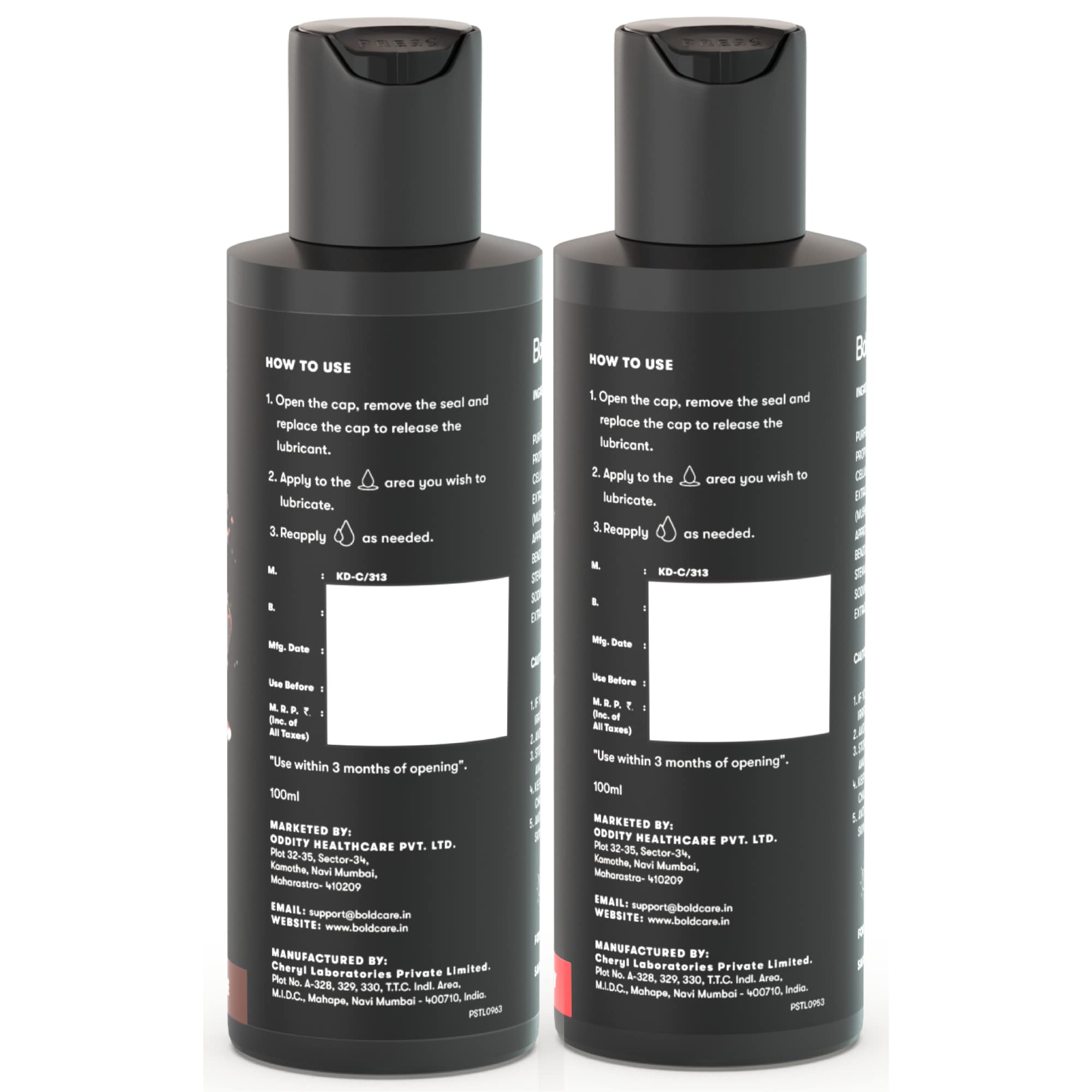 Bold Care Vibe Duo pack - Premium Chocolate Flavour + Strawberry Flavour - Natural Personal Lubricant for Men and Women - Premium Strawberry Flavour - Water Based Lube - 200 ml – view 6