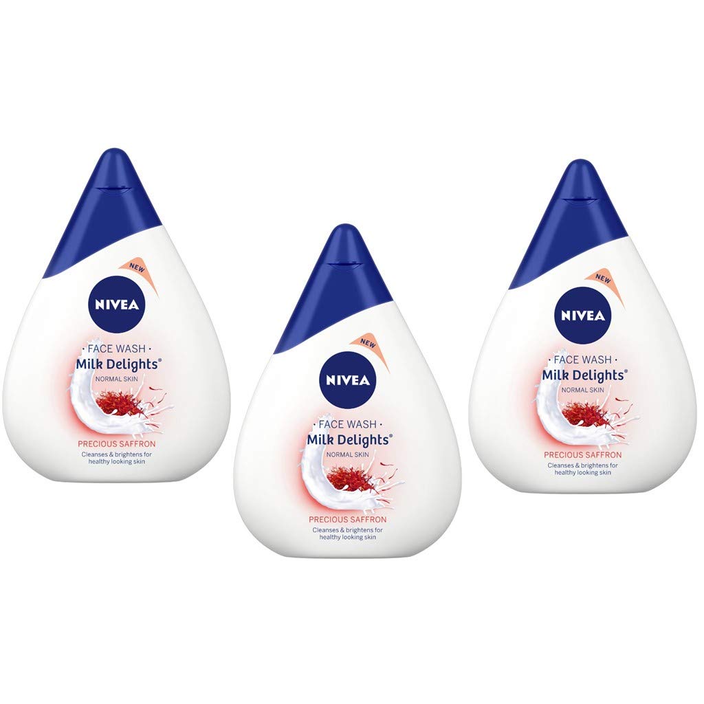 Pack of three Nivea Precious Saffron face wash bottles