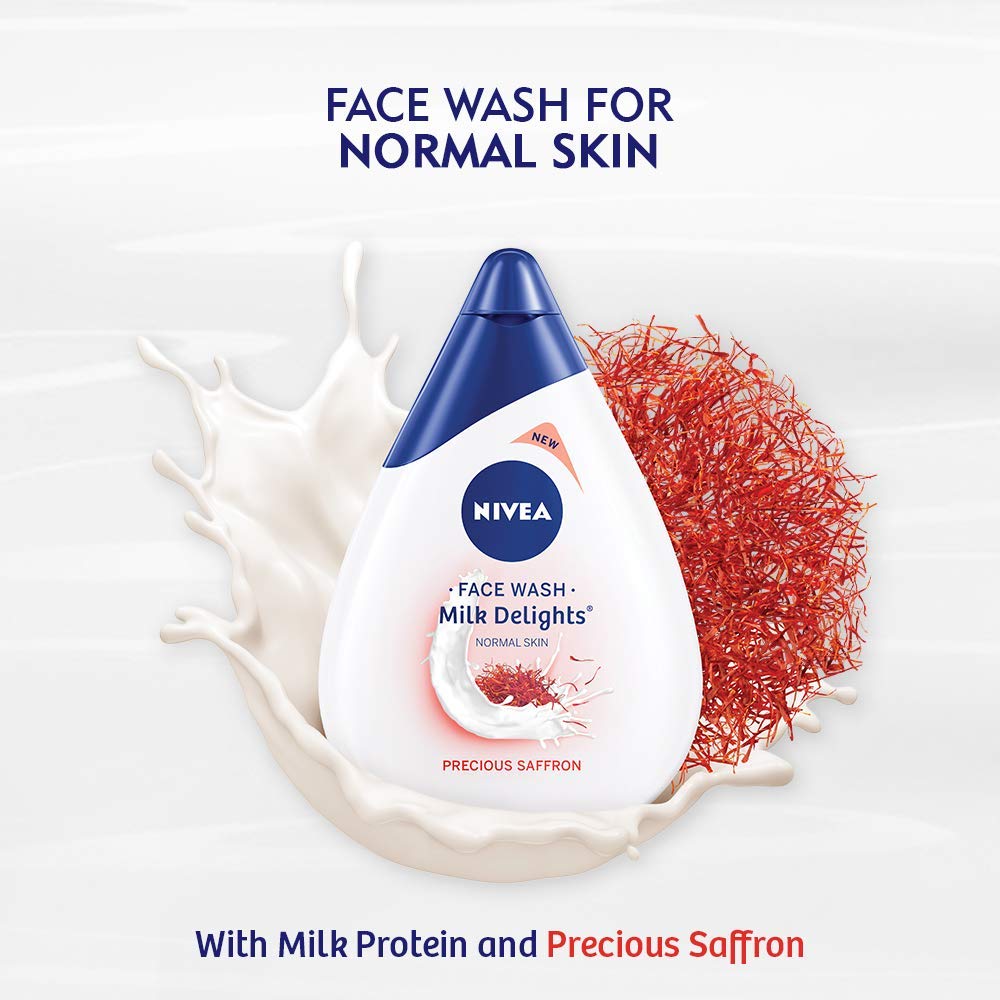 Nivea Milk Delights Precious Saffron Face Wash For Normal Skin, 100ml (Pack of 3) – view 5