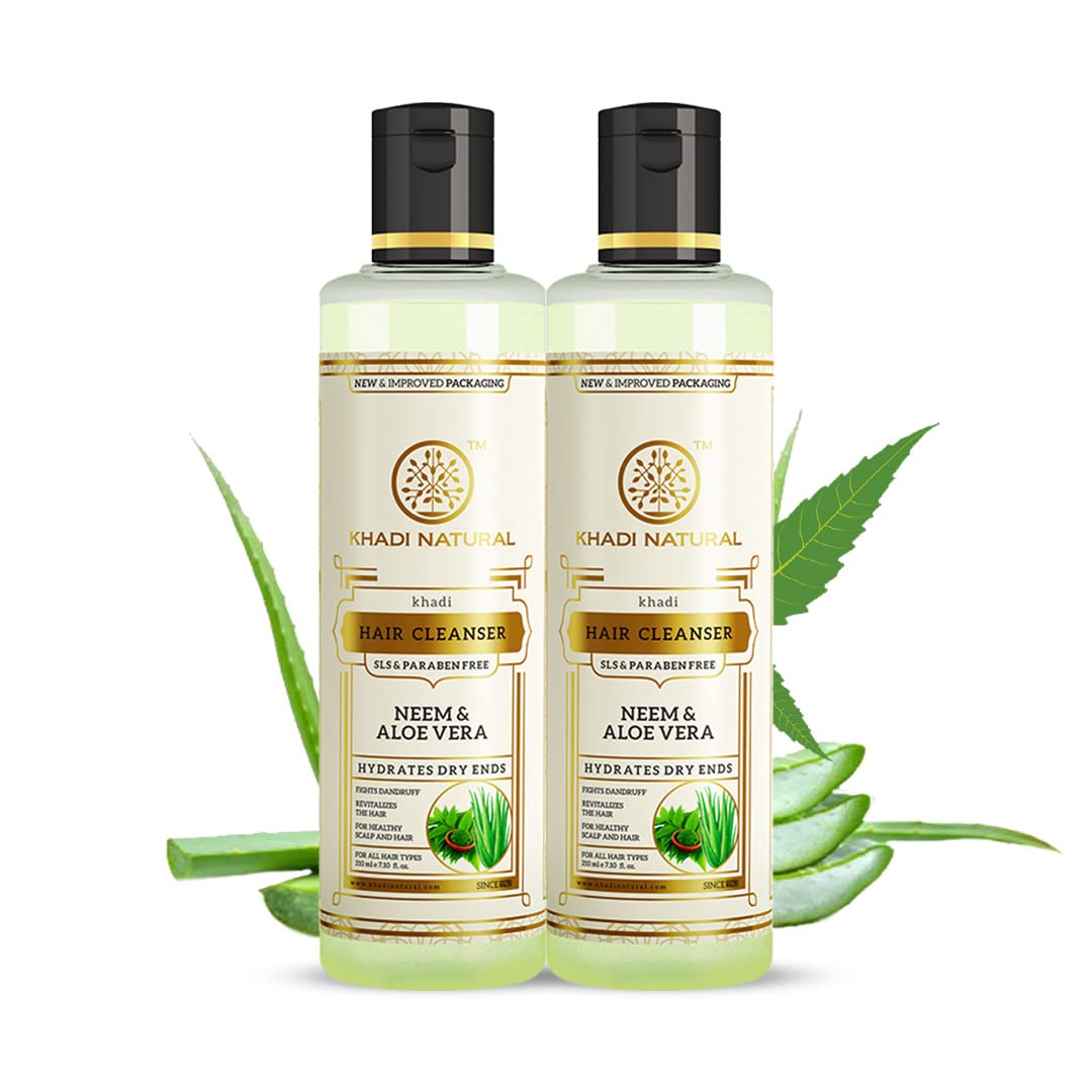 Khadi Natural herbal cleanser shampoo neem aloe vera bottles
