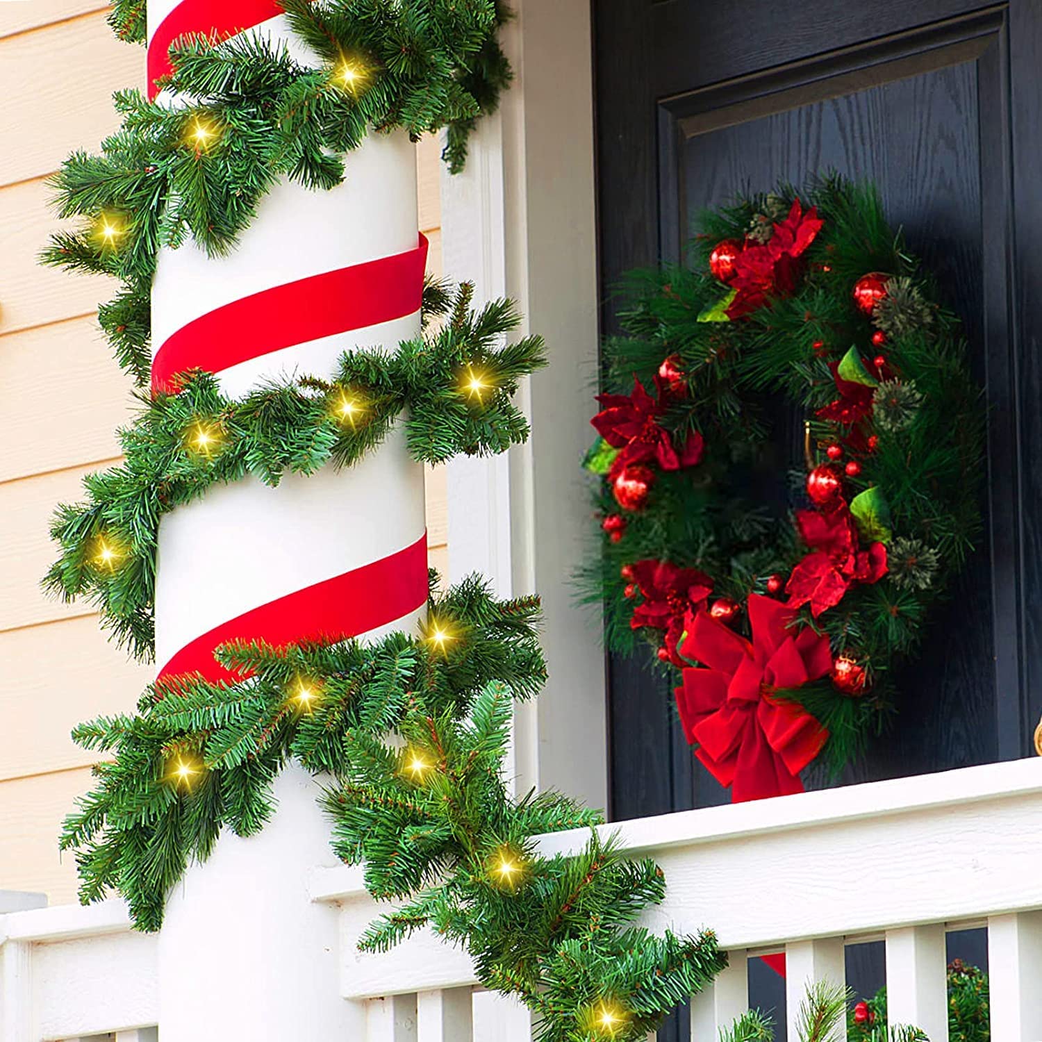Forty Wings 9 Ft/Feet Green Pine Christmas Tinsel Christmas Garlands Ribbon for New Year Xmas Gifts Ornaments, String Garlands, Home Office Railing Decor – view 3