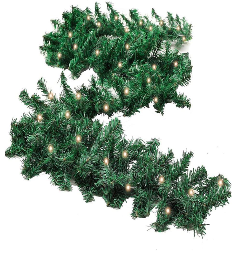 Forty Wings 9 Ft/Feet Green Pine Christmas Tinsel Christmas Garlands Ribbon for New Year Xmas Gifts Ornaments, String Garlands, Home Office Railing Decor – view 4