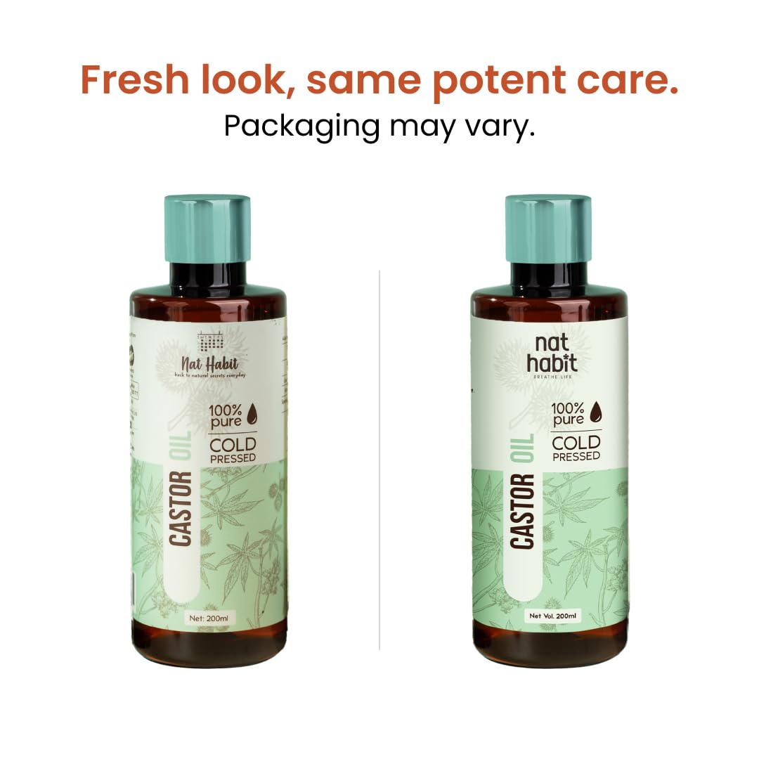 Nat Habit Cold Pressed 100% Pure Castor (Arandi) Oil for Skin & Hair With Vitamin E, Omega-6 & 9, Mineral Free & Preservative Free (200 ml) – view 2