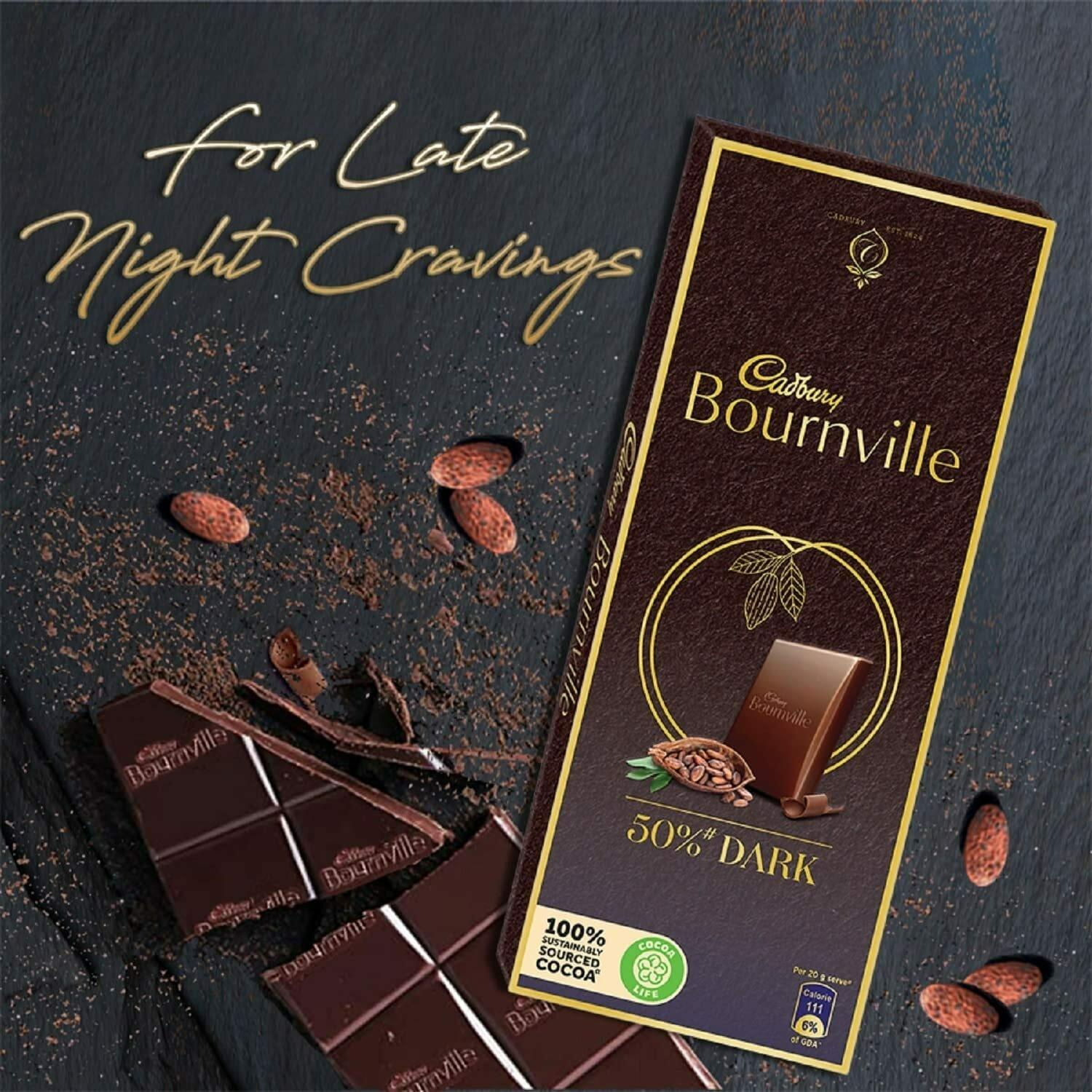 Cadbury Bournville Rich Cocoa 50% Dark Chocolate Bar, 80 Gm (Pack Of 5) – view 3