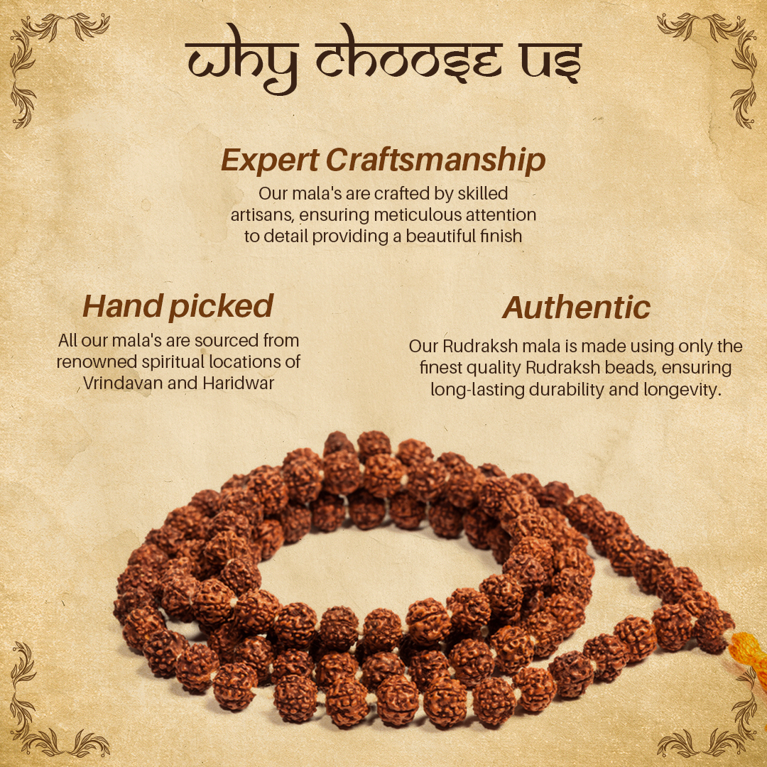 NeuOrigin Sacred Rudraksha Mala - 108 Beads 5 Mukhi Mala - Handmade in India - for Spiritual Awakening and Meditation - Handcrafted in India – view 5
