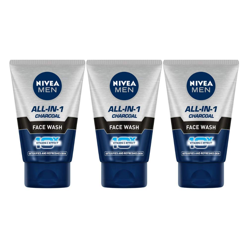 Three tubes of NIVEA Charcoal Face Wash for oily skin
