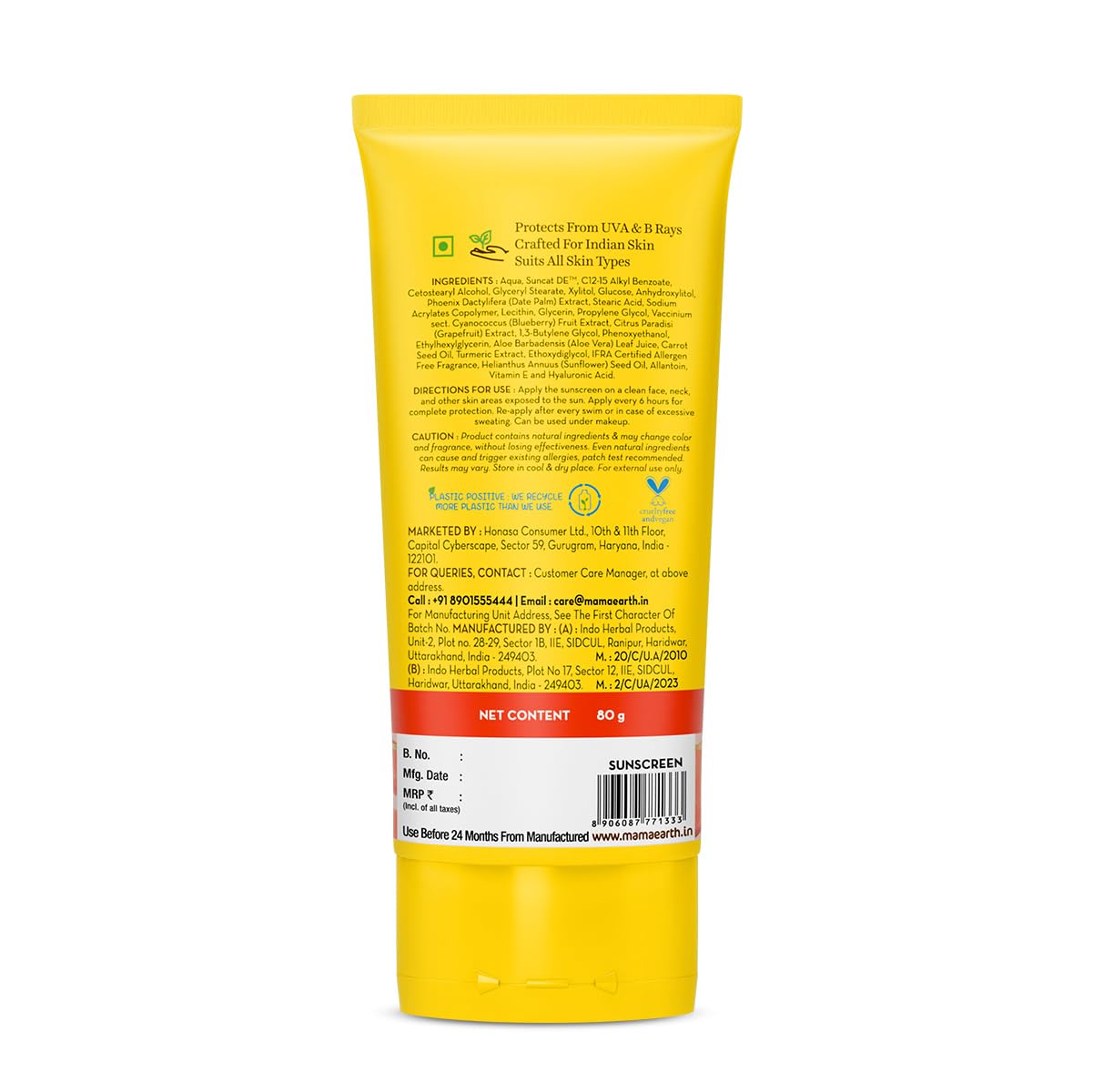 Mamaearth Ultra Light Indian Sunscreen For All Skin Types With Carrot Seed, Turmeric And Spf 50 Pa+++ - 80Ml, Pack Of 1 – view 9