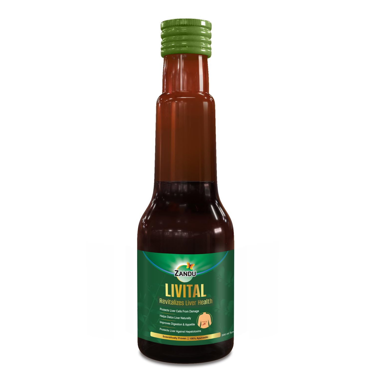 Bottle of Zandu Livital Ayurvedic liver syrup, 200 ml