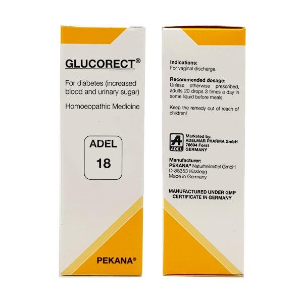 Two-bottle pack of ADEL No. 18 Glucorect diabetes drops
