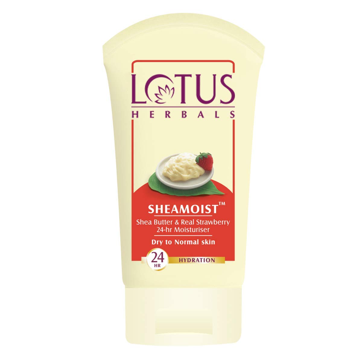 Front view of Lotus Herbals strawberry shea butter moisturizer