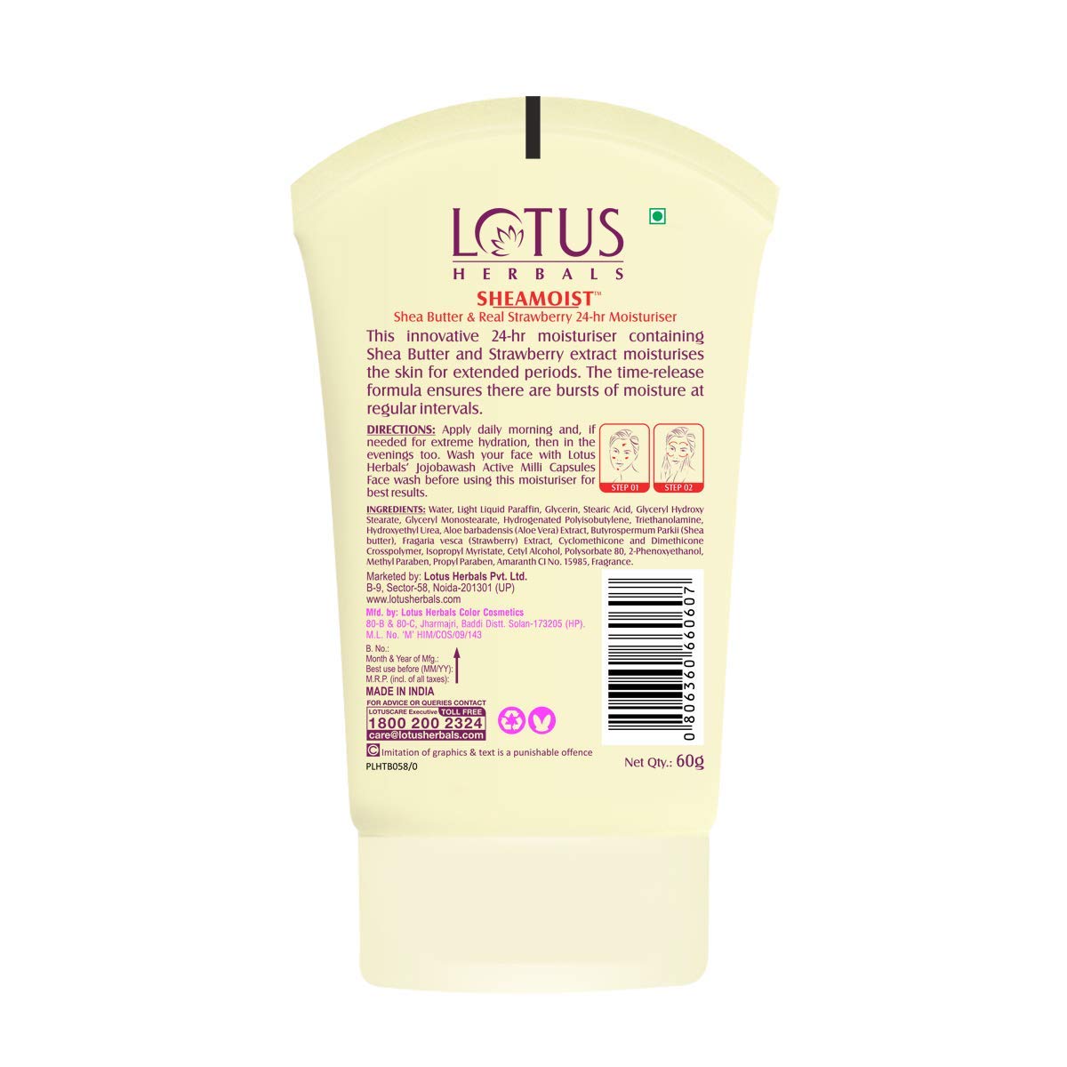 Lotus Herbals Sheamoist Shea Butter And Real Strawberry 24 Hour Moisturiser, 120G – view 2
