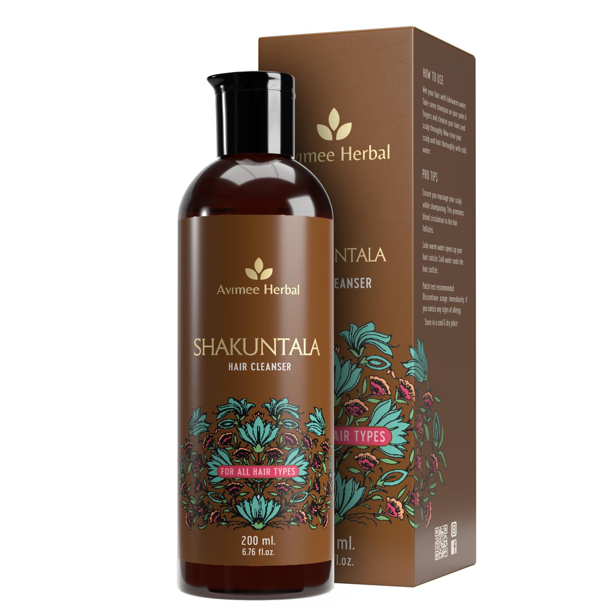 Front view of Avimee Herbal Shakuntala daily use shampoo bottle