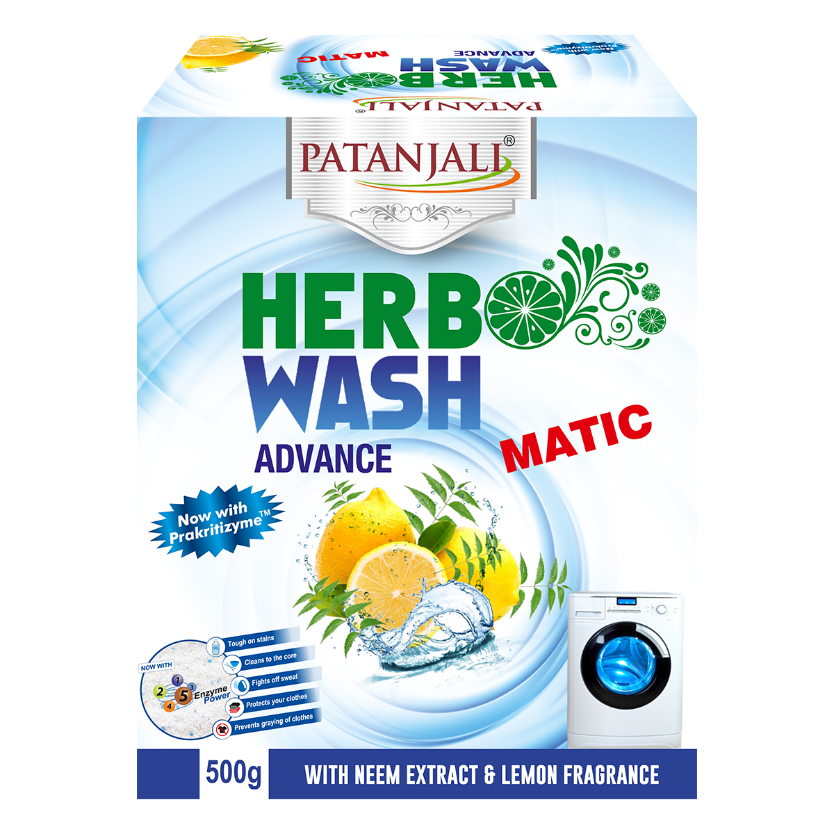 Patanjali Herbo Wash Advance Matic Detergent Powder 500 g – view 2