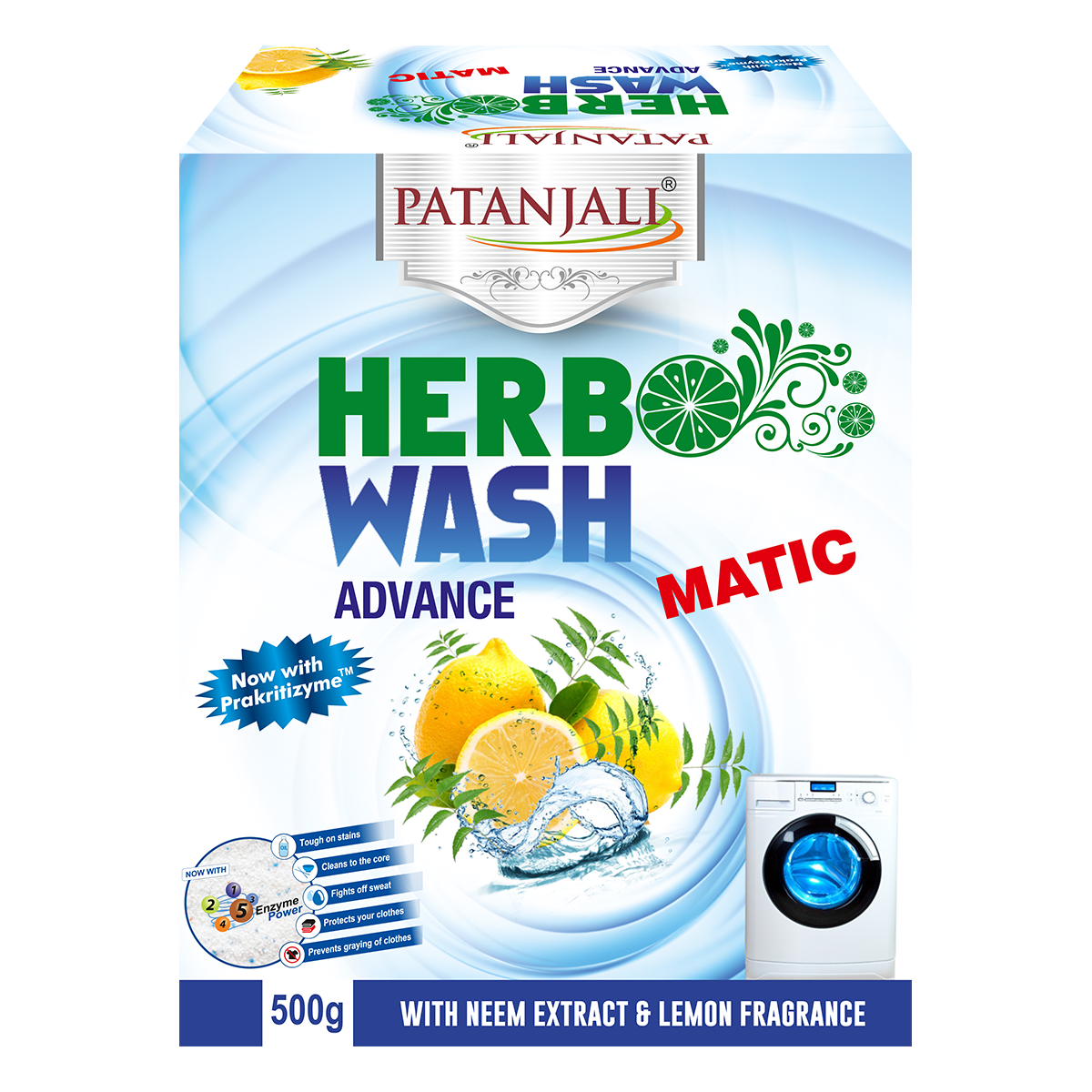 Patanjali lemon detergent powder value pack for machine and hand wash
