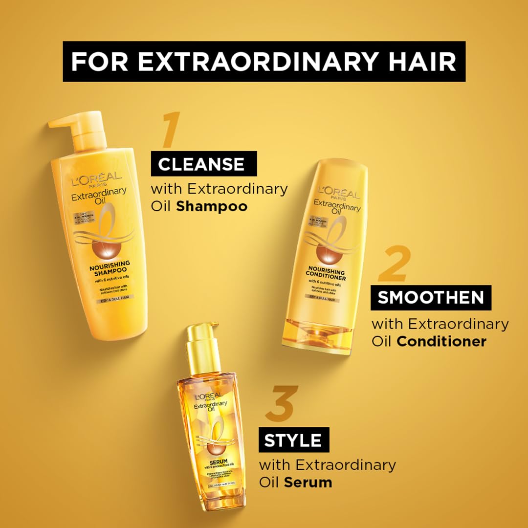 L'Oreal Paris Serum, Protection and Shine, For Dry, Flyaway & Frizzy Hair, With 6 Rare Flower Oils, Extraordinary Oil, 100ml – view 6