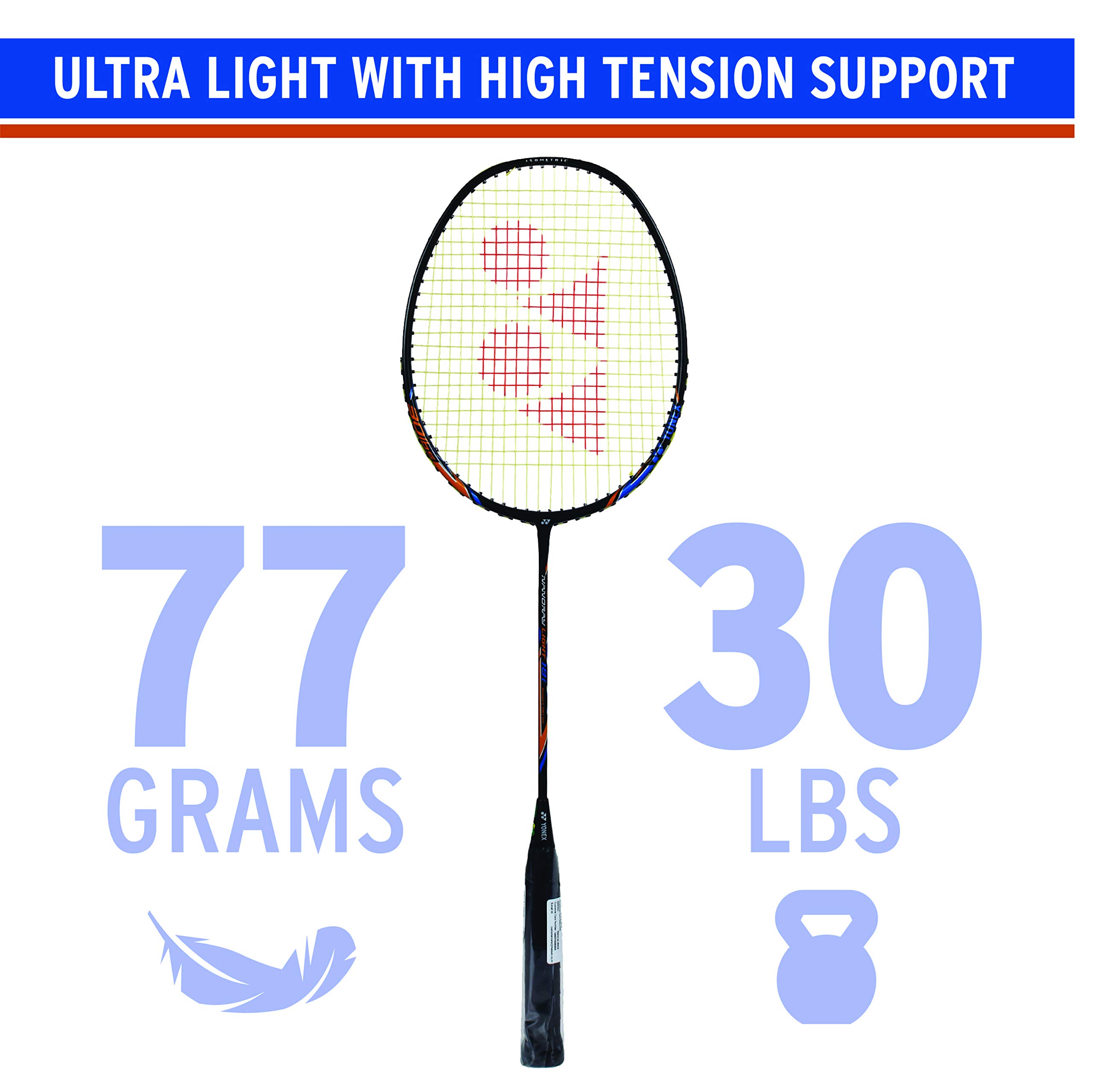 Yonex Nanoray Light 18i Graphite Badminton Racquet With Free Full Cover (77 Grams, 30 Lbs Tension, Black) – view 4