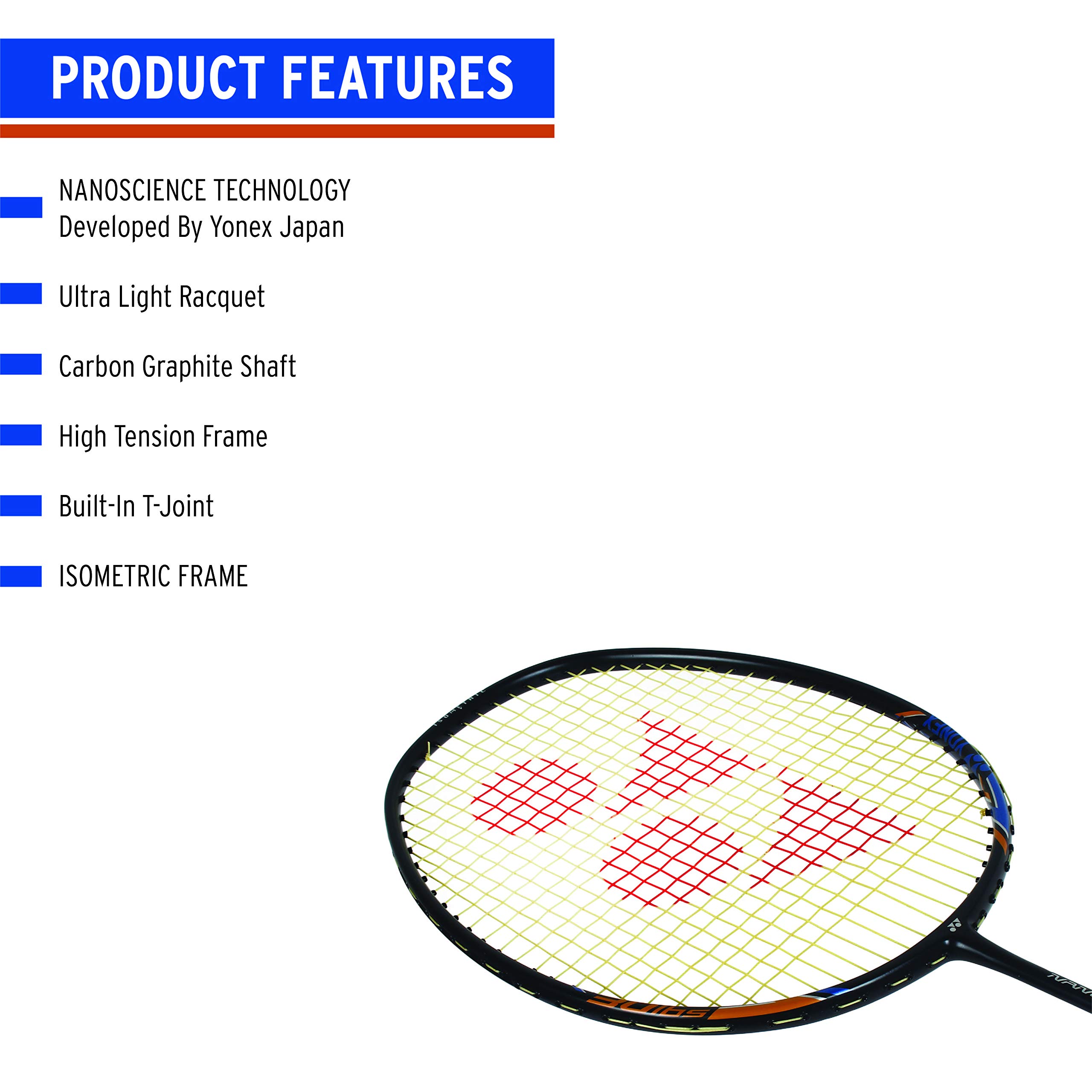 Yonex Nanoray Light 18i Graphite Badminton Racquet With Free Full Cover (77 Grams, 30 Lbs Tension, Black) – view 5