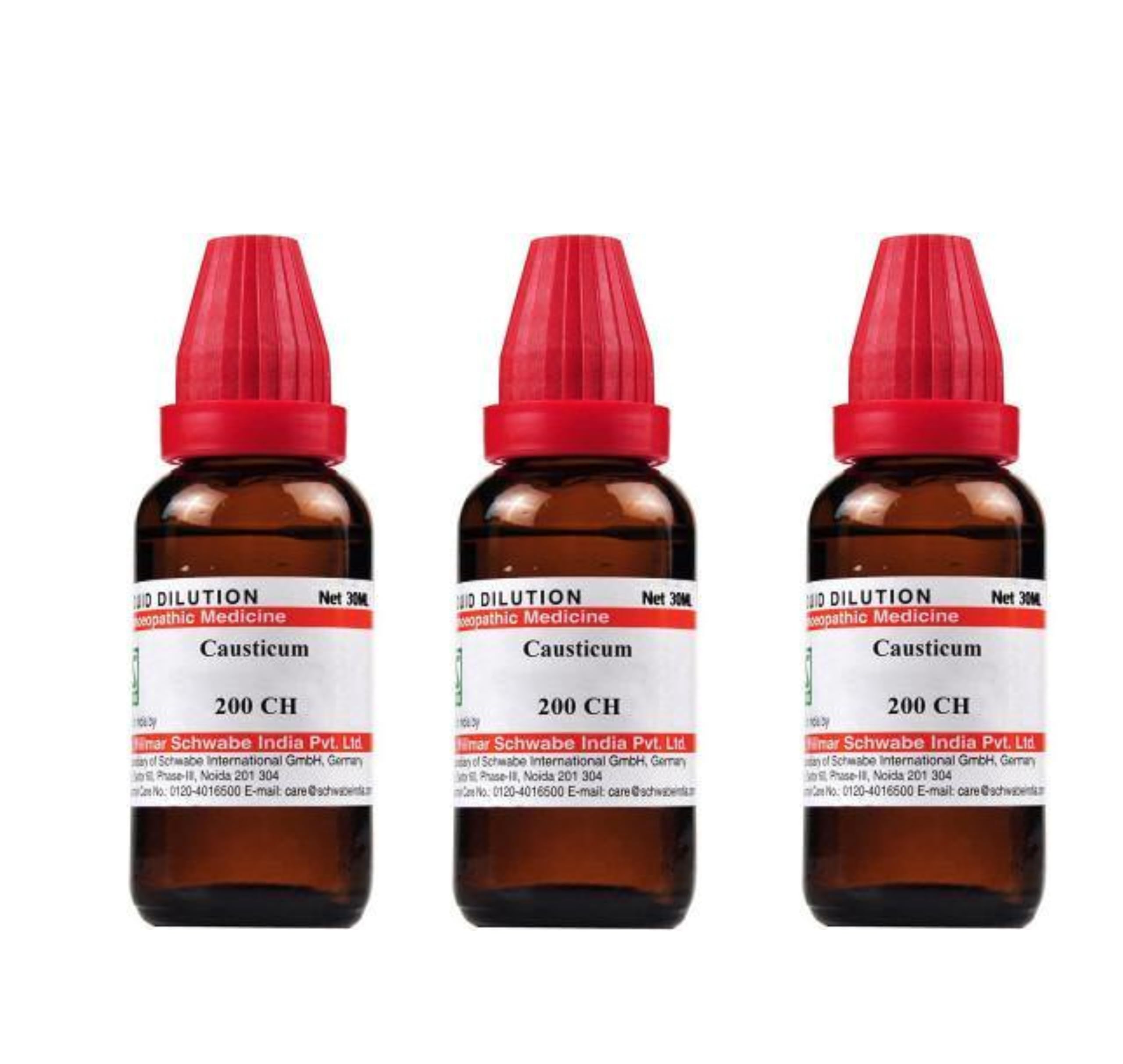 Homoeocart Causticum 200 CH pack with three 30 ml bottles