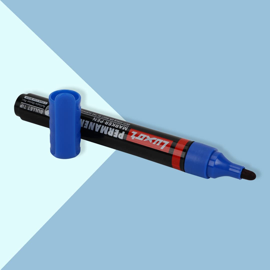 Luxor Refillable Permanent Marker in Brilliant Blue, Pack of 10, Ideal for Clear and Eco-Friendly Marking – view 4