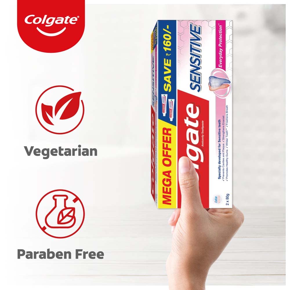Colgate Sensitive Everyday Protection Toothpaste, Twin Pack Of 160g (80g X 2), Specifically Developed For Sensitive Teeth & Healthy Gums, Colgate Toothpaste For Prevention Of Cavities & Plaque – view 6