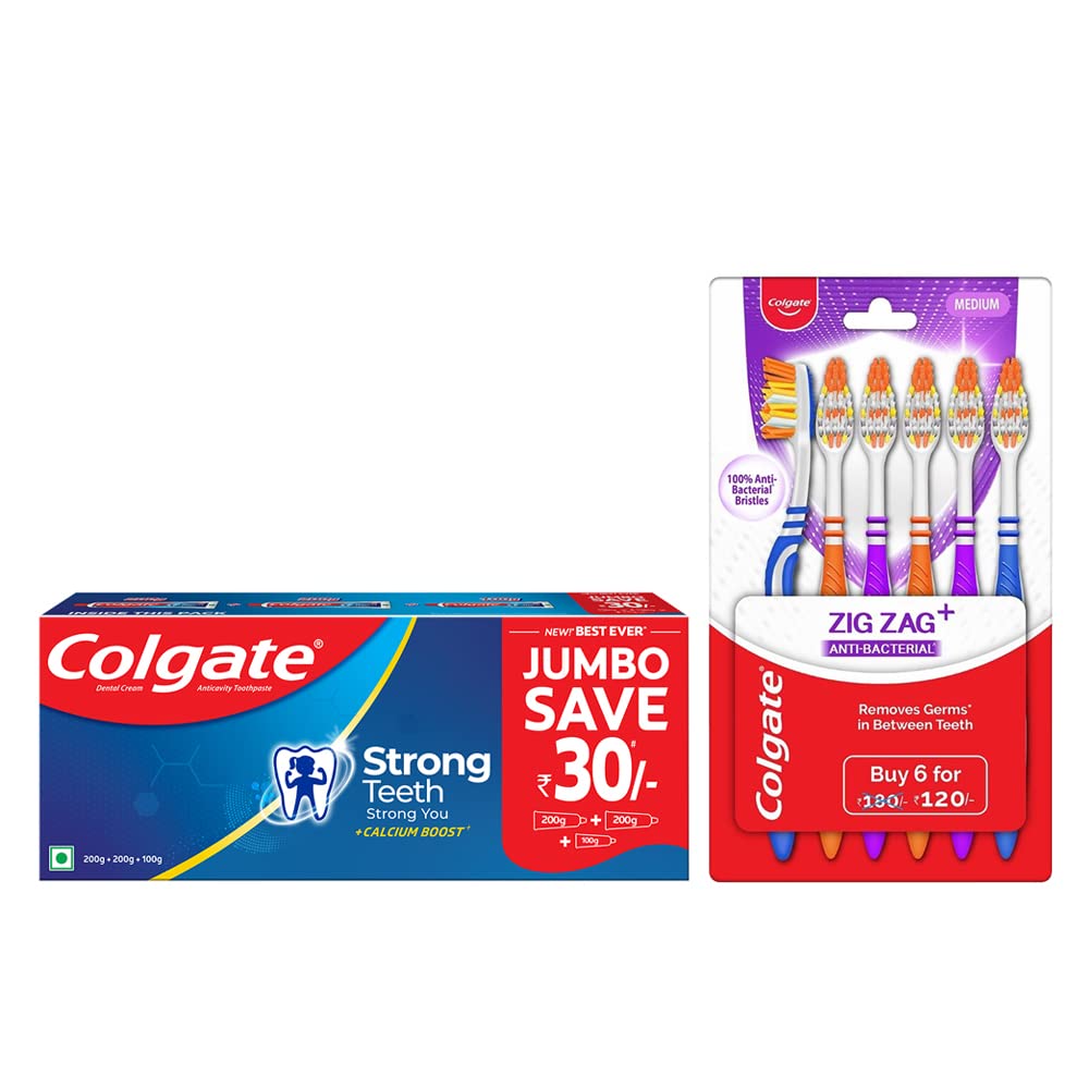 Colgate toothpaste and ZigZag medium toothbrush combo pack